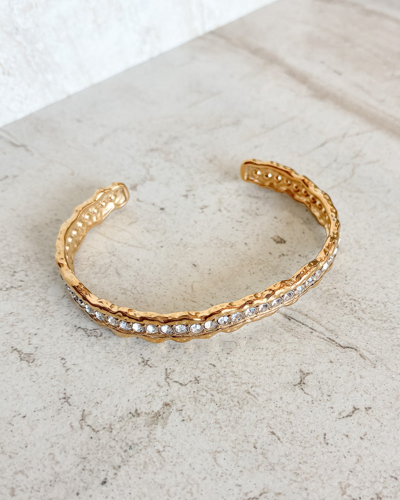 Hammered Wave CZ Cuff