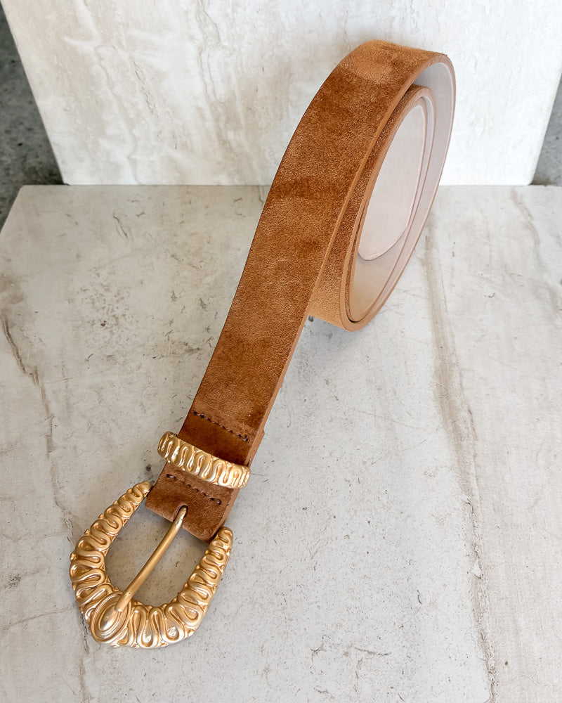 Terry Suede Leather Tan Belt