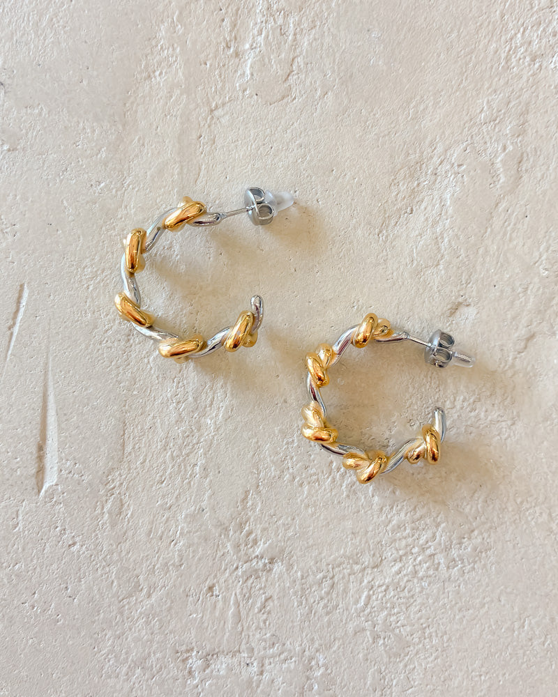 Two-Tone Knotted Open Hoop