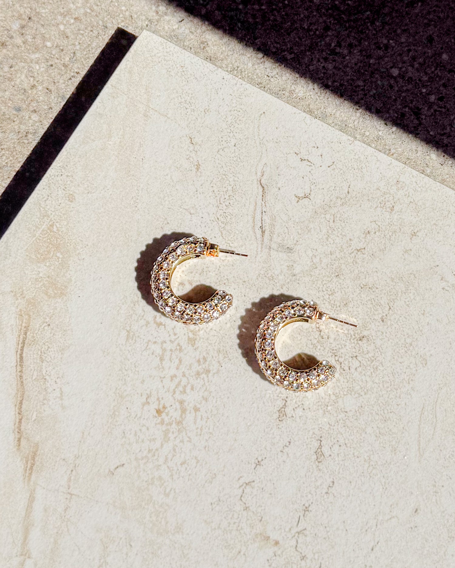 Metallic Pavé Crystal Hoop Earrings