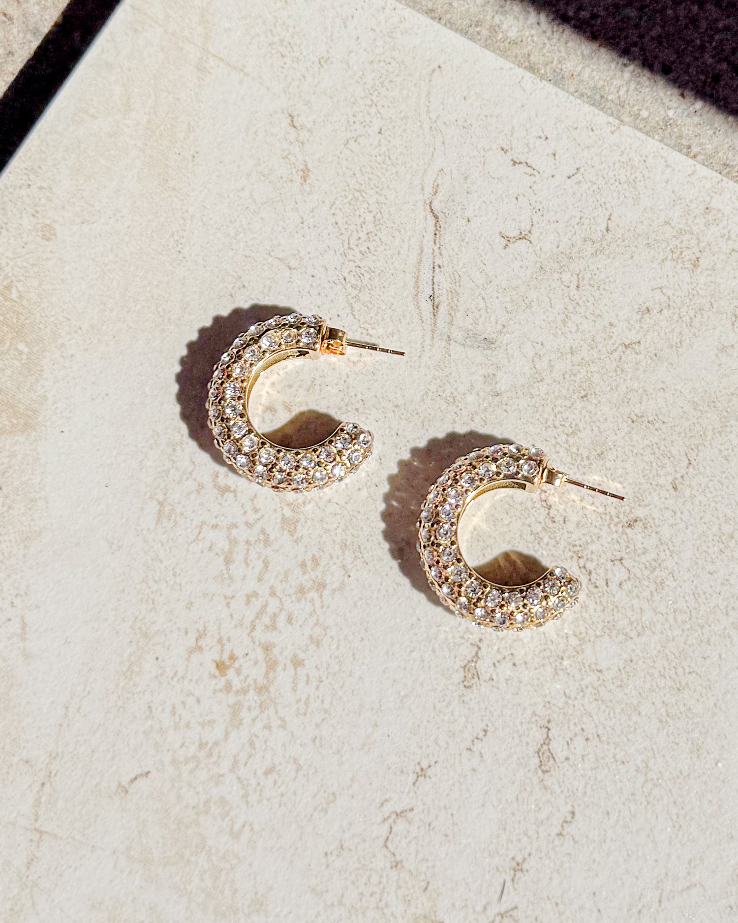 Metallic Pavé Crystal Hoop Earrings