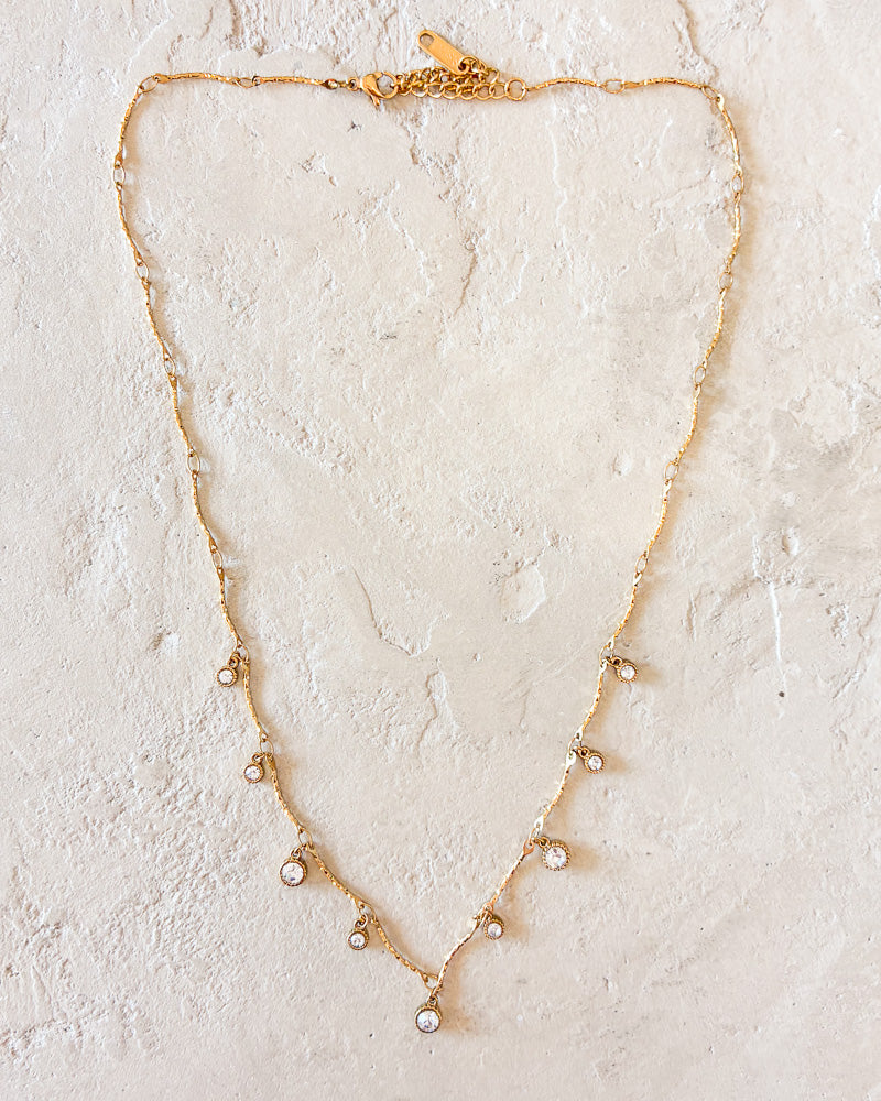 Round CZ Station Necklace