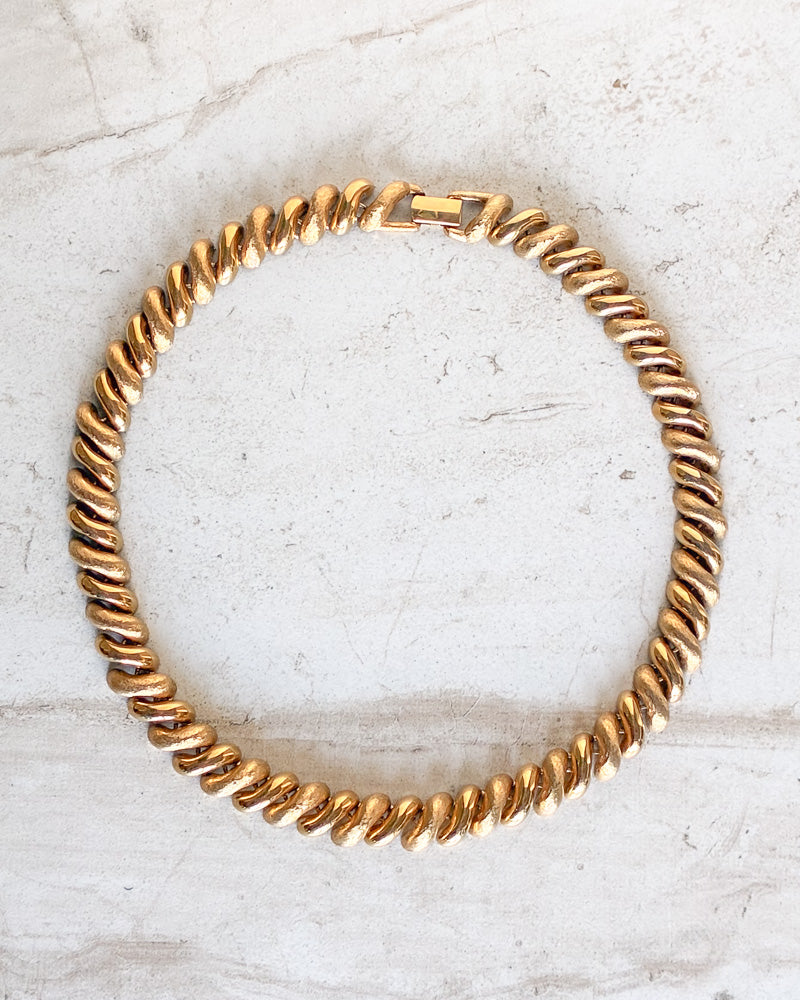 Vintage Signed Chain Textured necklace