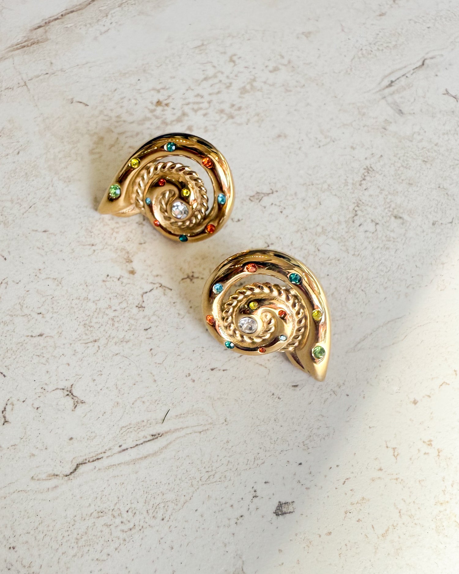 Rhinestone Spiral Earring
