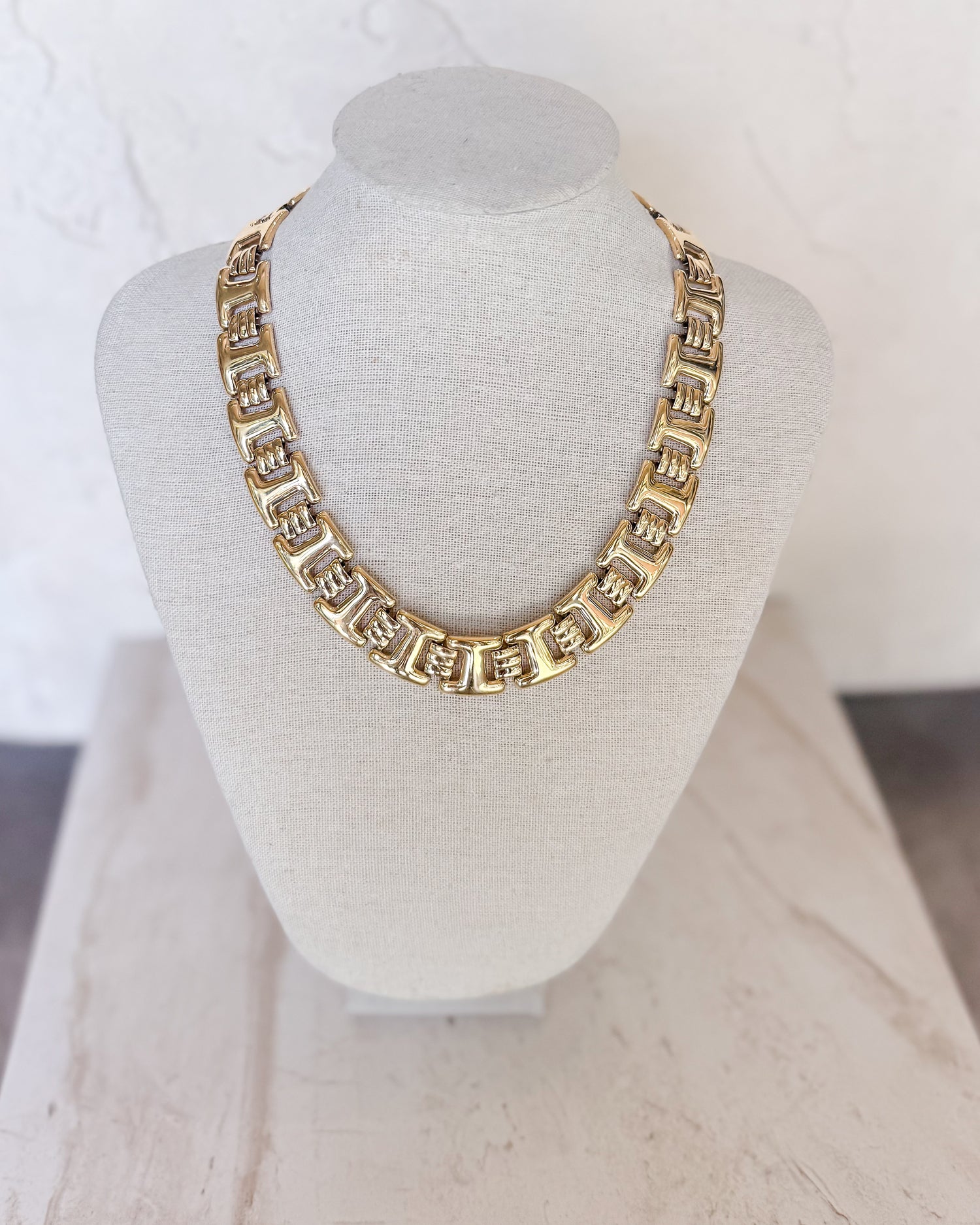 Vintage Monet Interlocking Gold Necklace