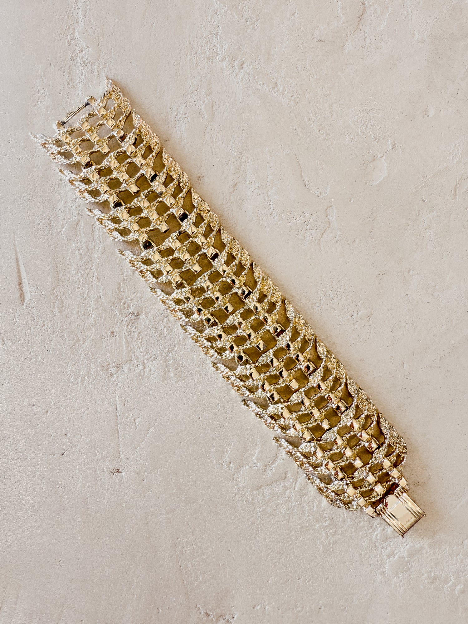 Vintage Two Tone Gold Wide Bracelet