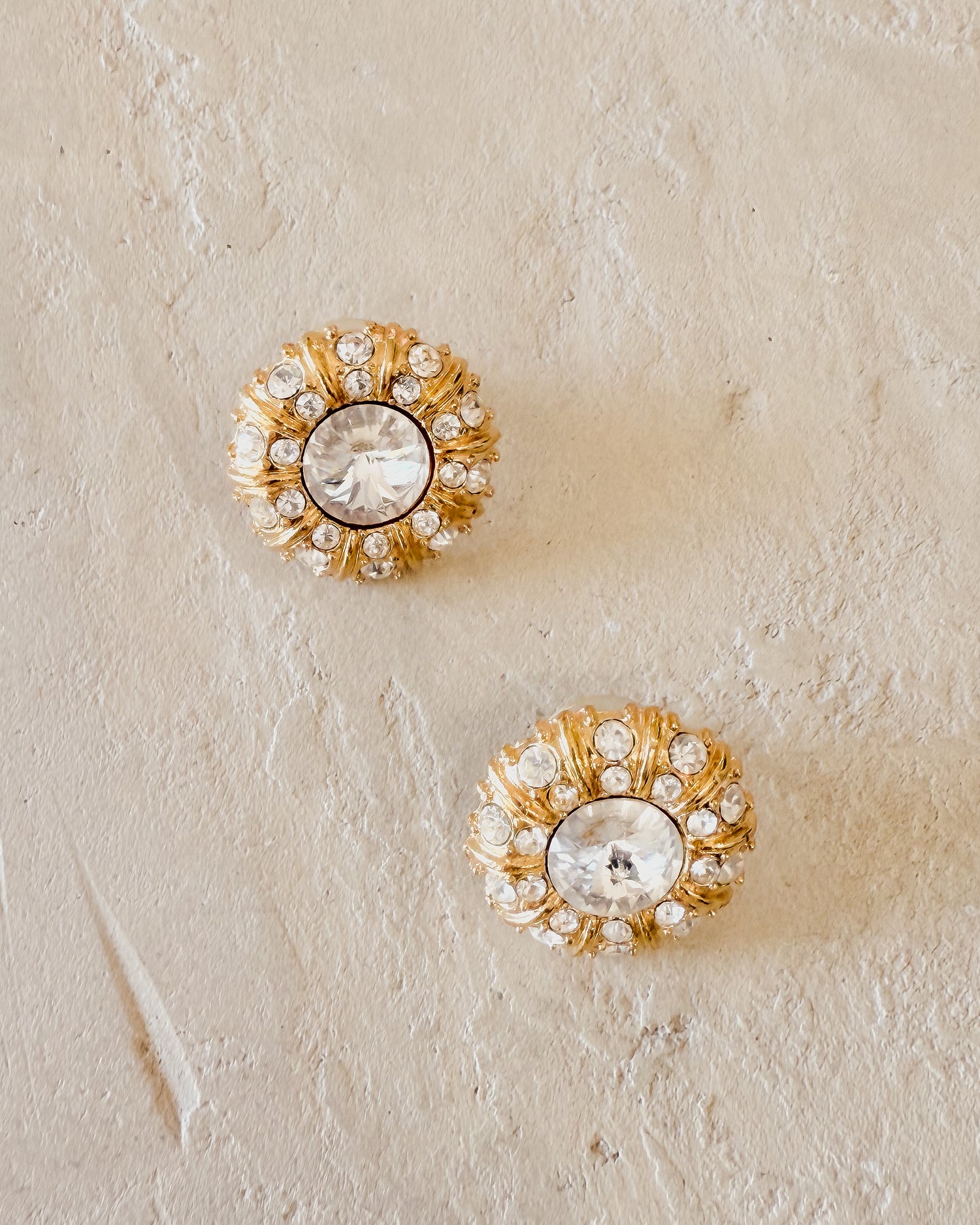 Vintage Rhinestone Sunburst Earrings