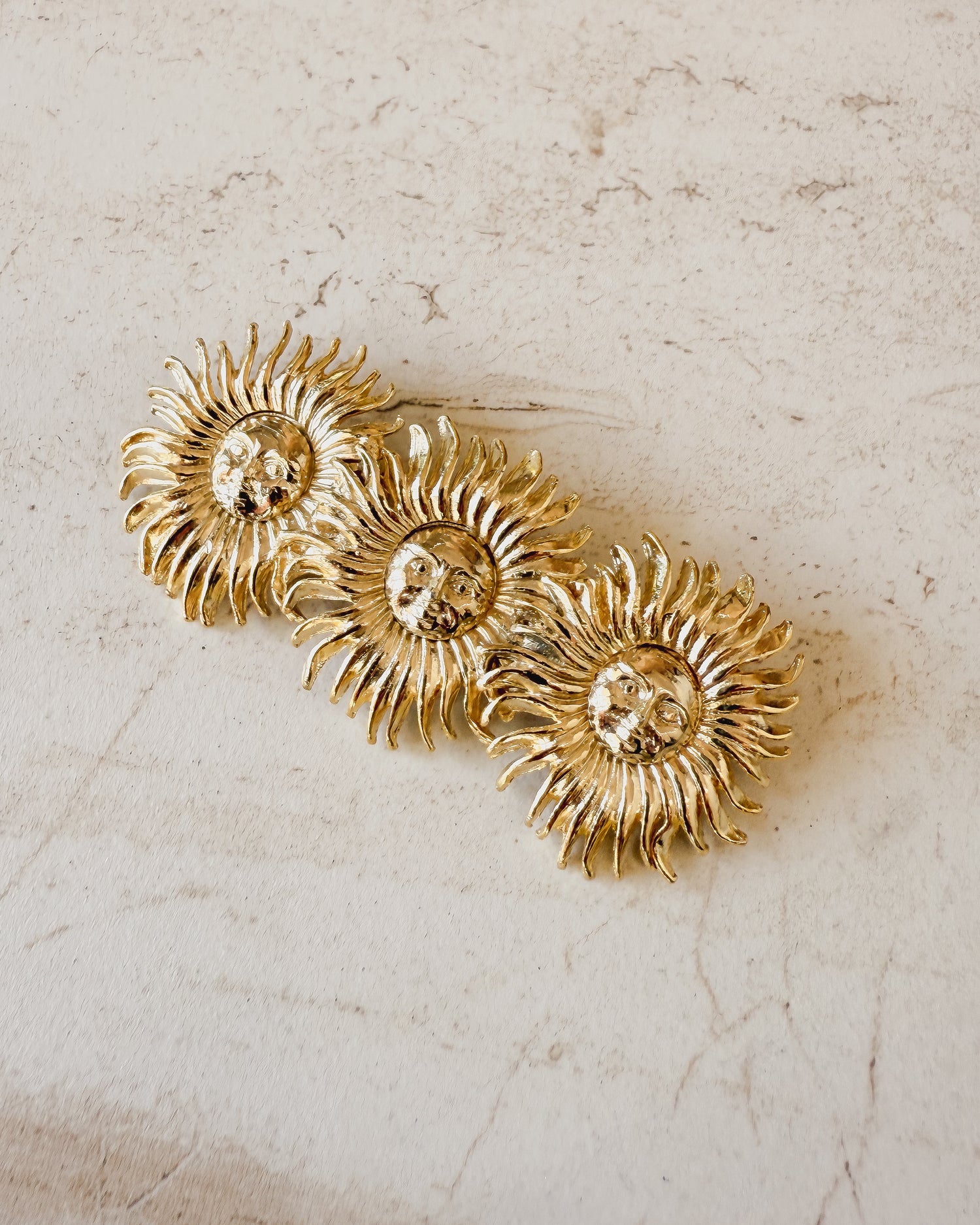 Vintage Triple Celestial Sun Face Brooch