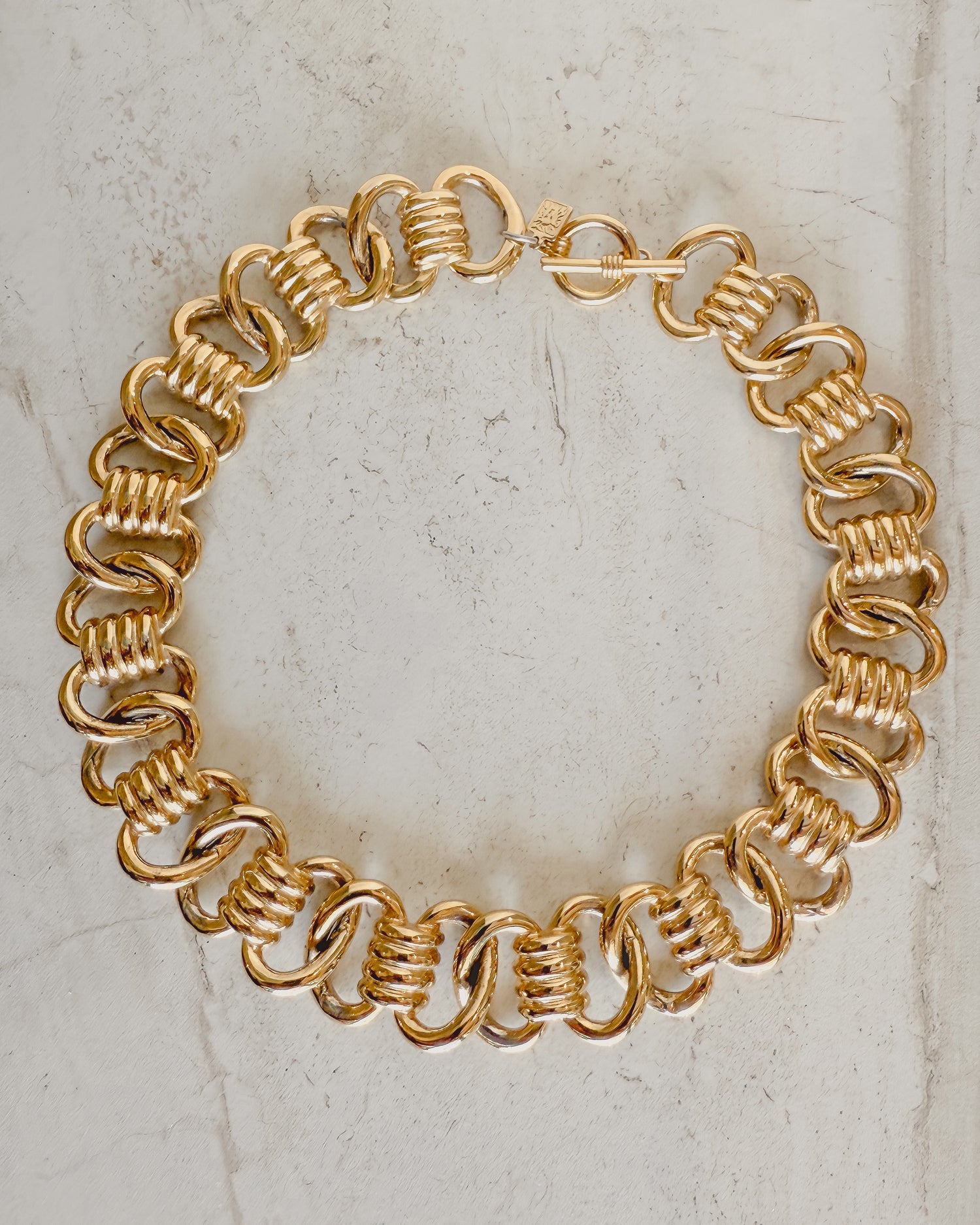 Vintage Gold Tone Large Link Necklace