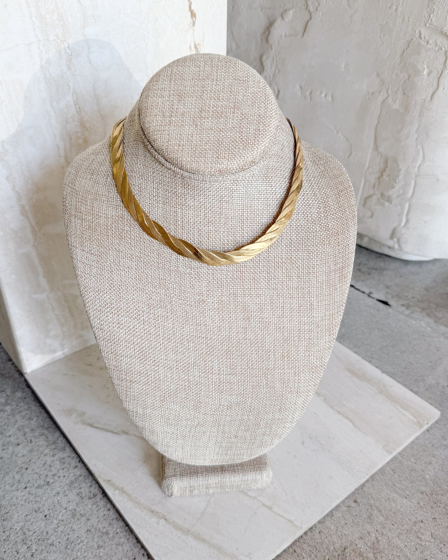 Vintage Triple Braided Herringbone Necklace