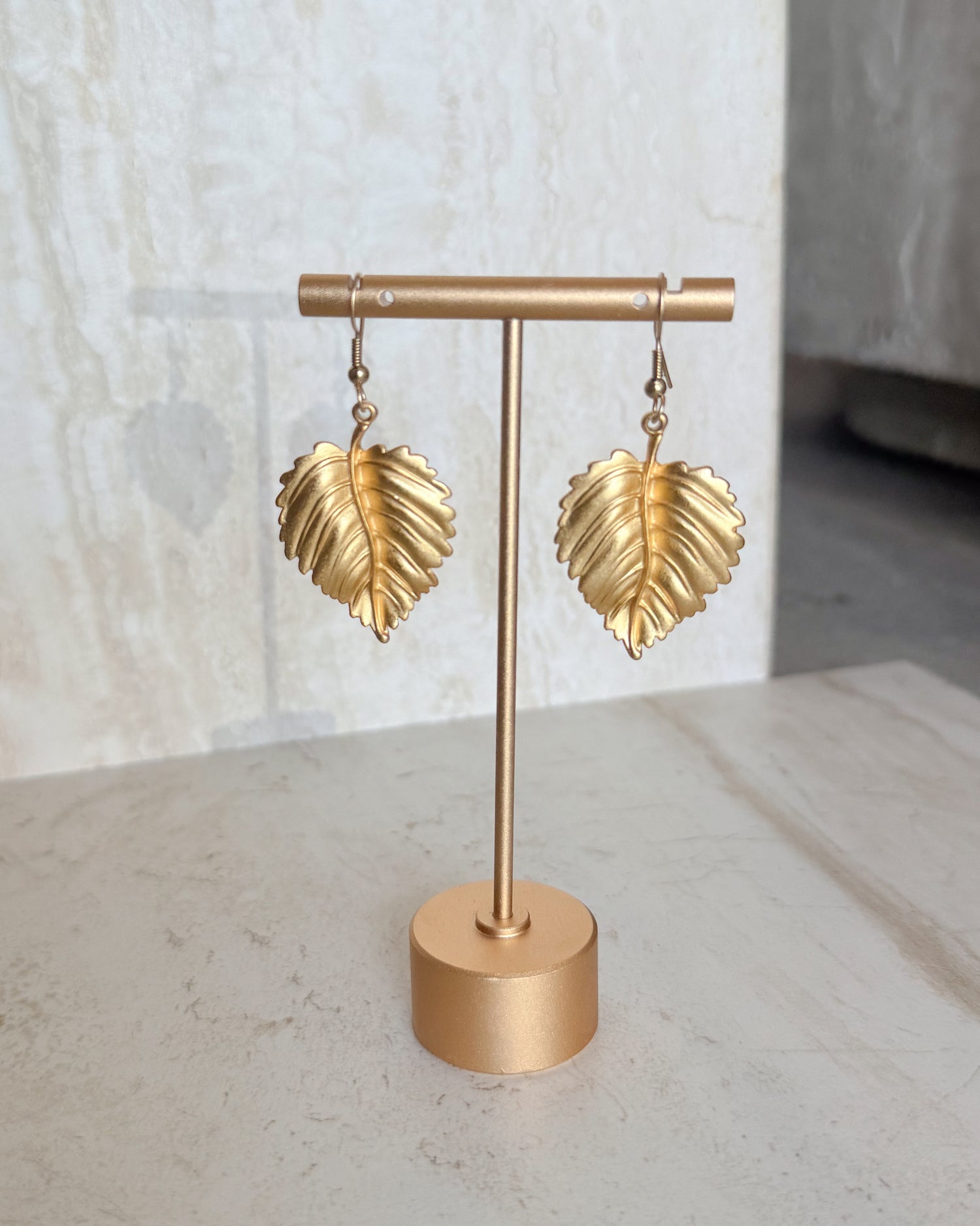 Vintage Gold Leaf Dangle Earrings