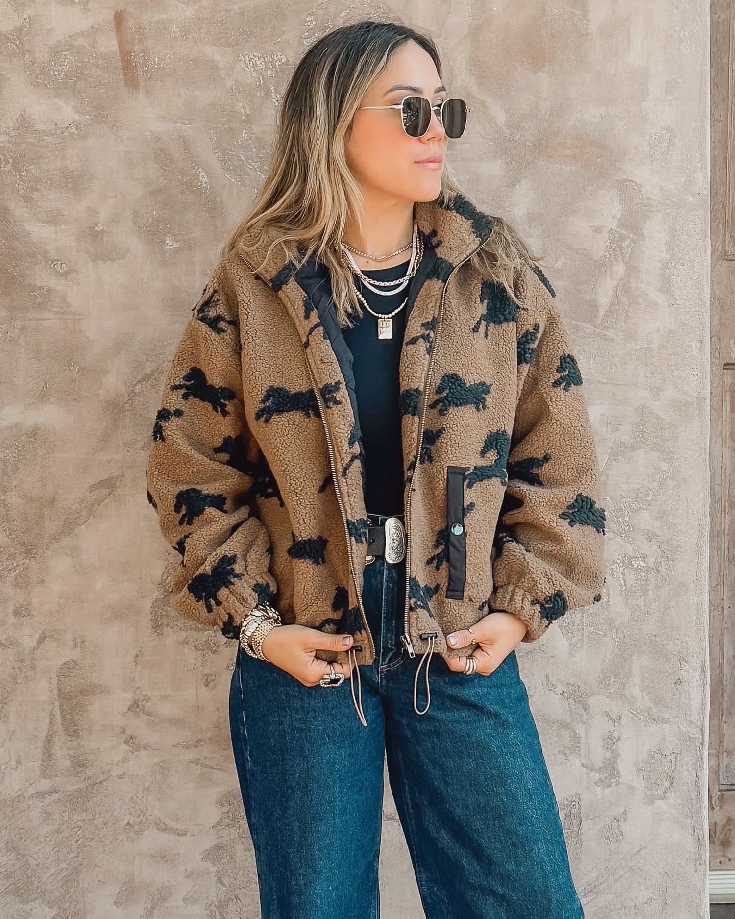 Wild Sherpa Oversized Zip-Up Jacket