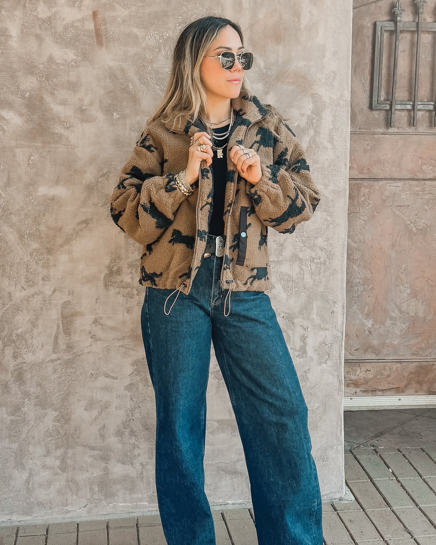 Wild Sherpa Oversized Zip-Up Jacket