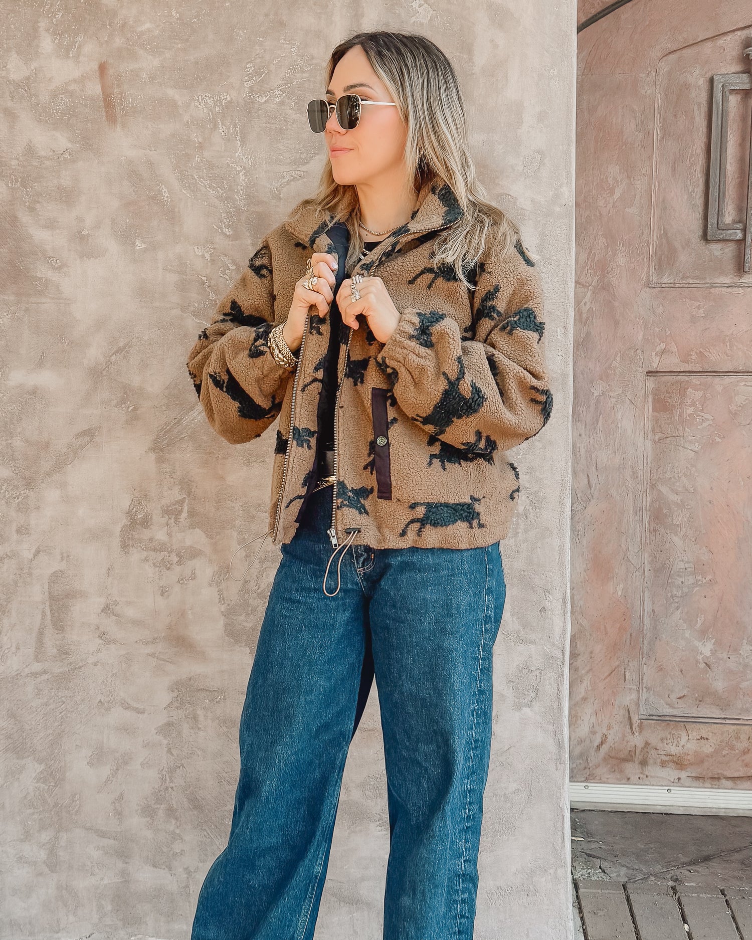 Wild Sherpa Oversized Zip-Up Jacket