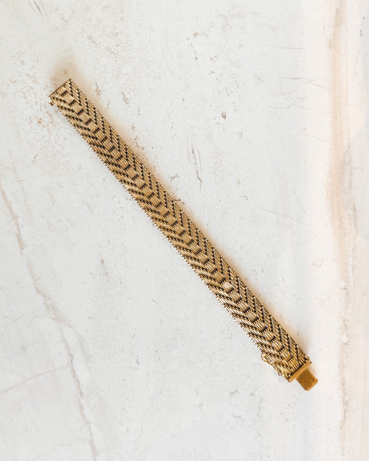 Vintage Heavy Gold Wide Link Bracelet
