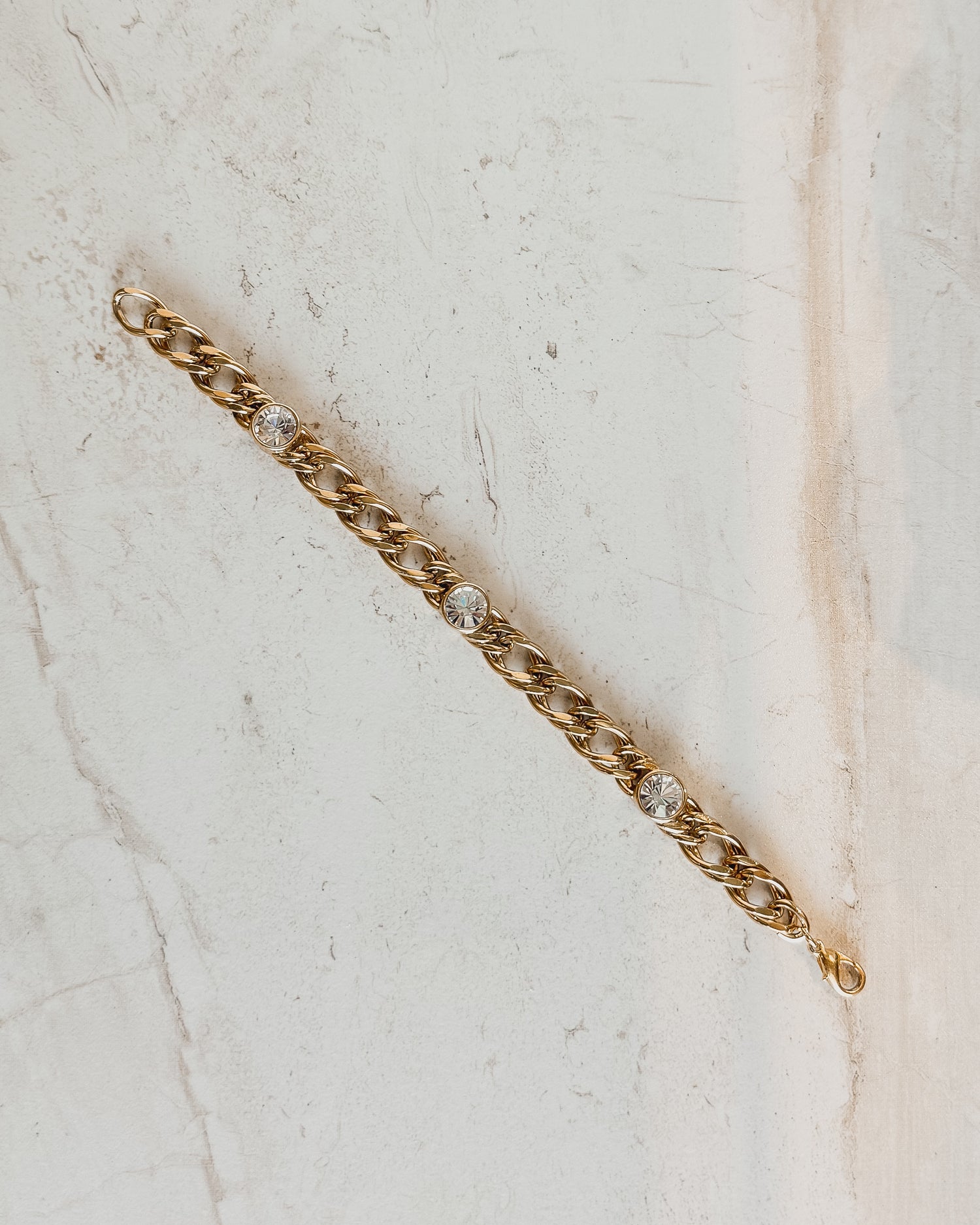 Vintage Diamond Gold Link Bracelet