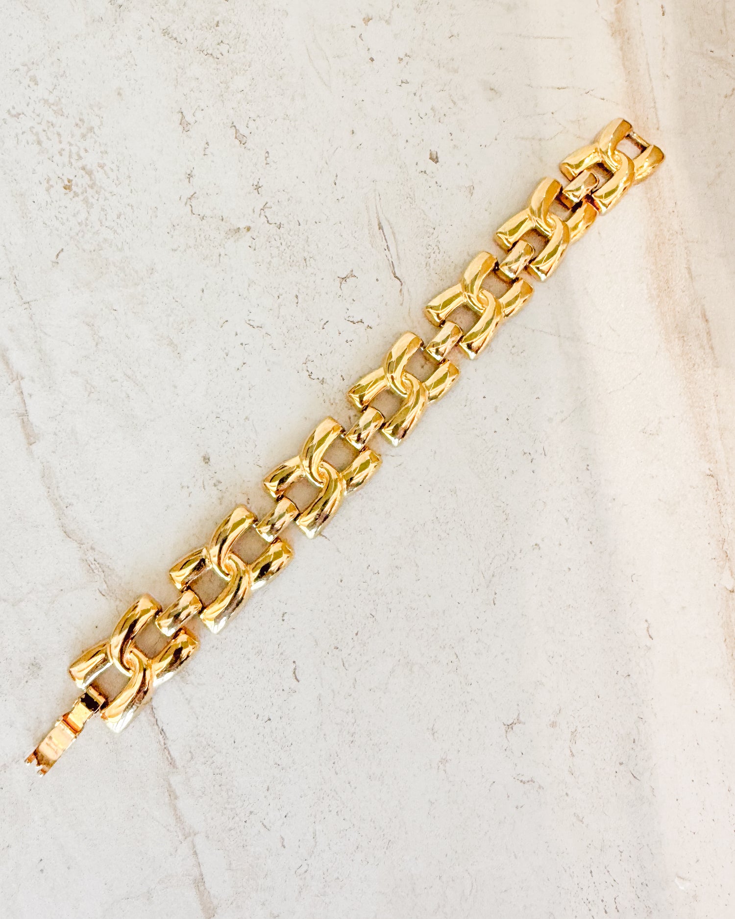 Vintage Gold H Shaped Link Bracelet