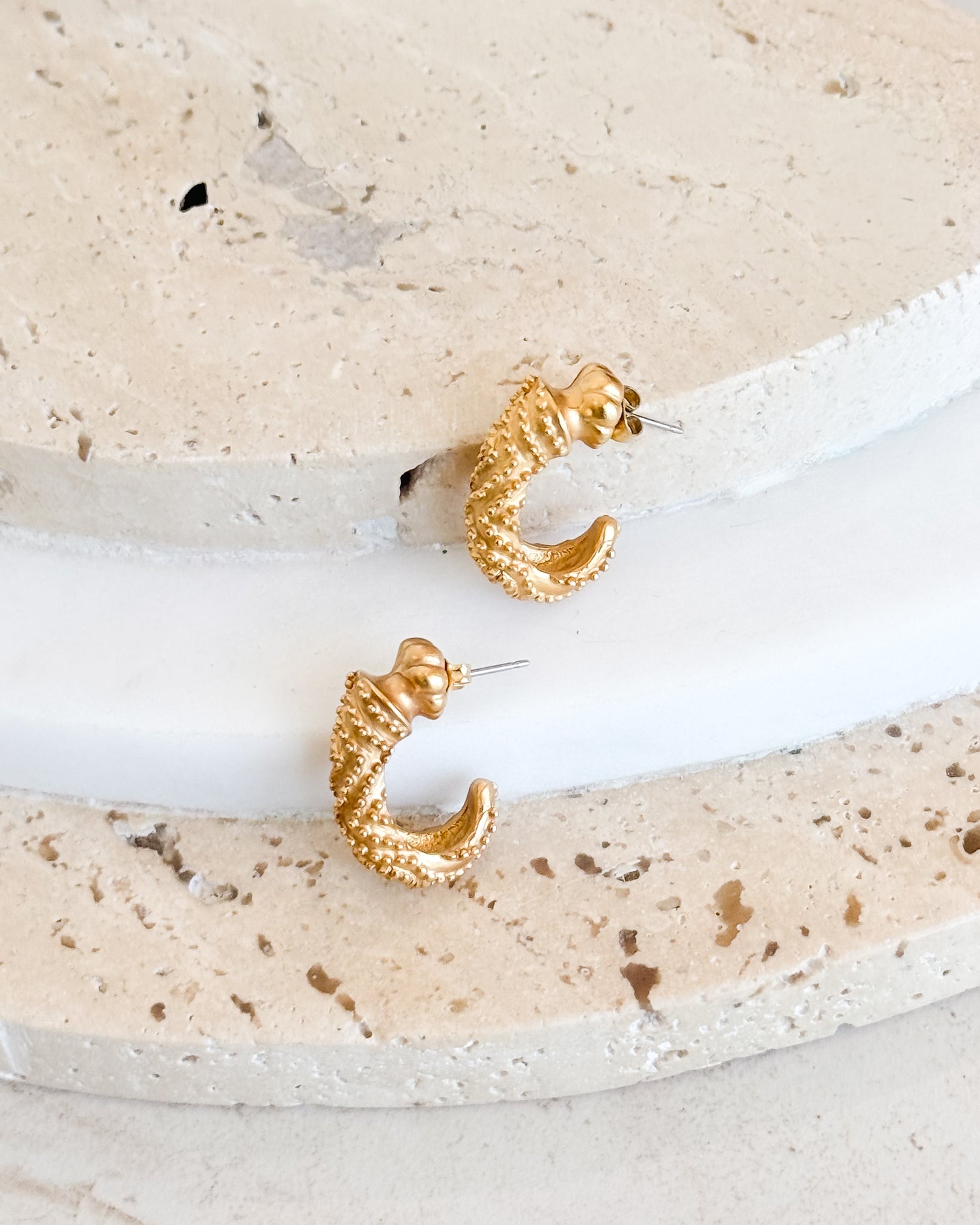 Vintage Gold Half  Hoop Earrings