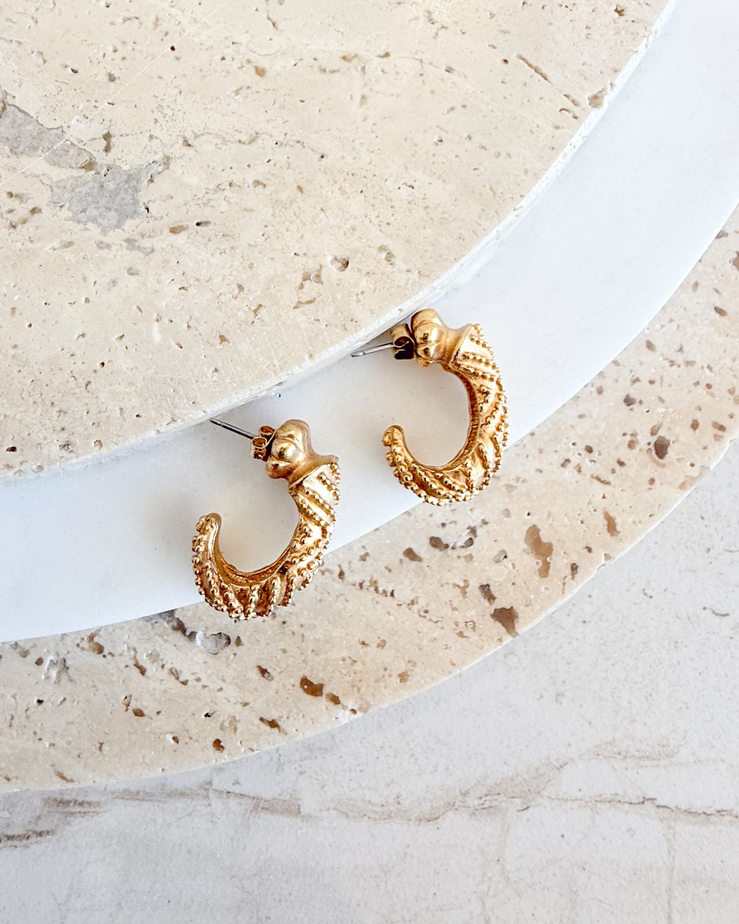 Vintage Gold Half Hoop Earrings