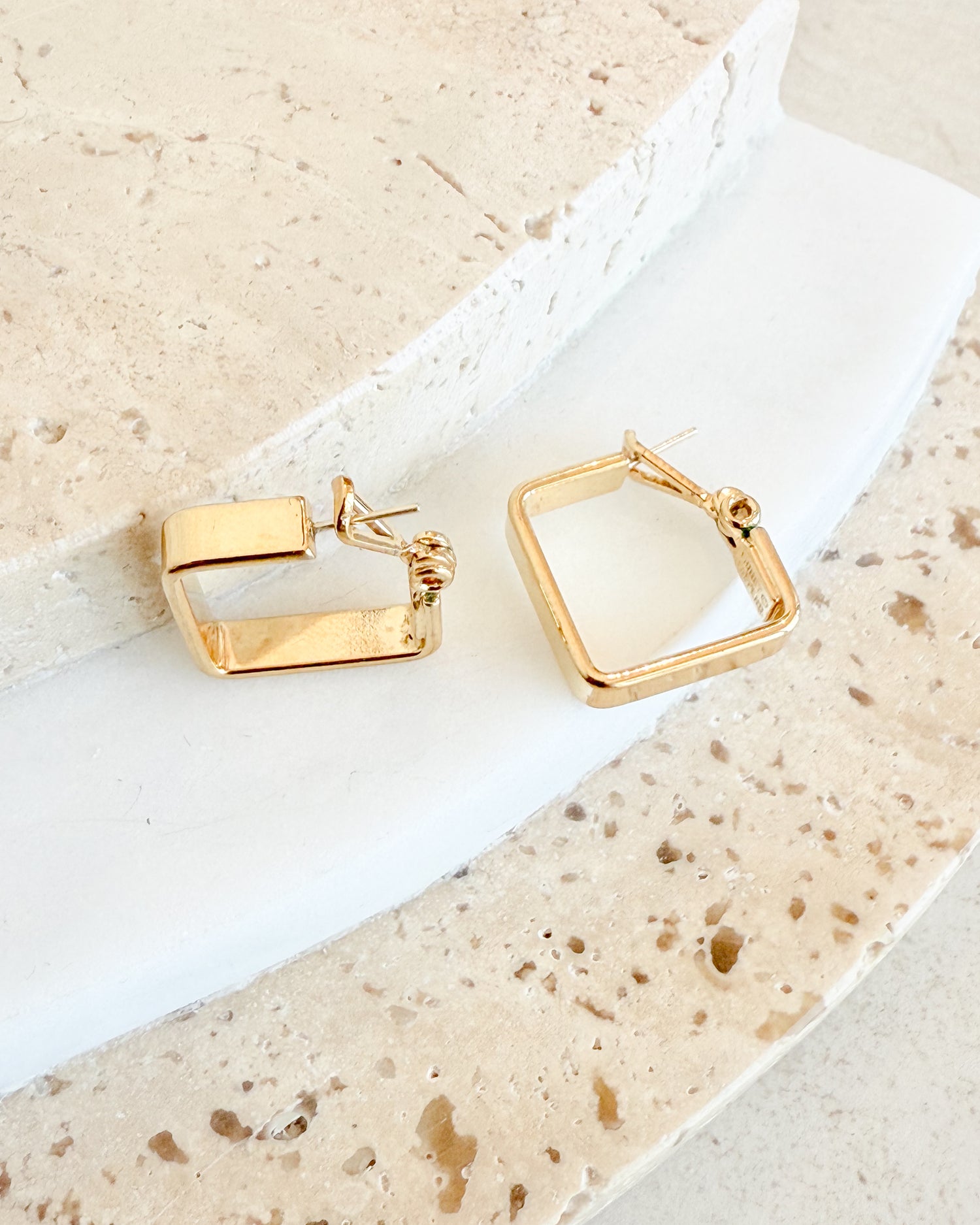 Vintage Gold Plated Geometric Dangle Earrings
