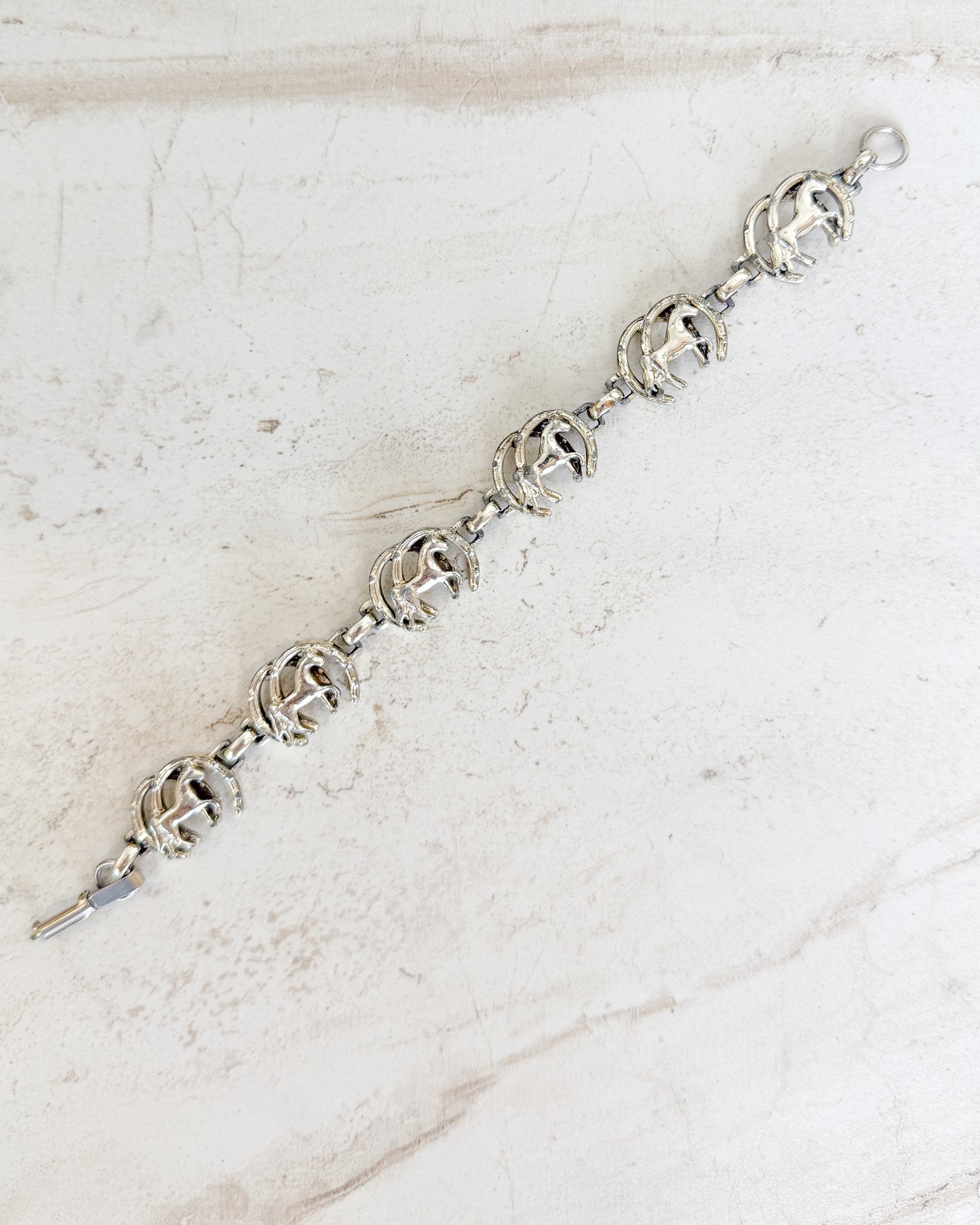Vintage Silver Horse Link Bracelet