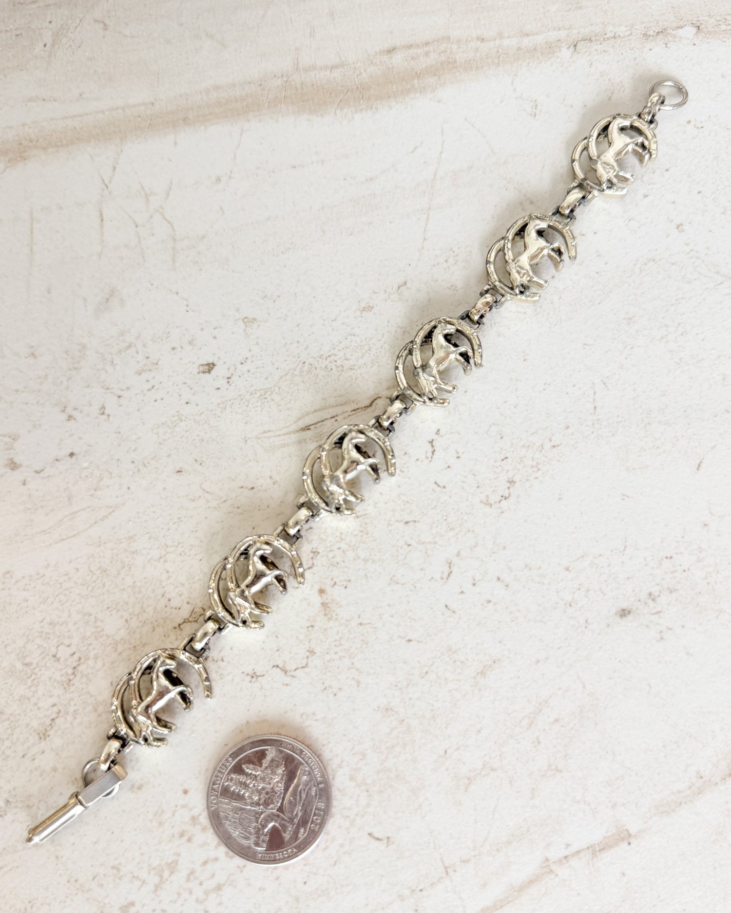 Vintage Silver Horse Link Bracelet