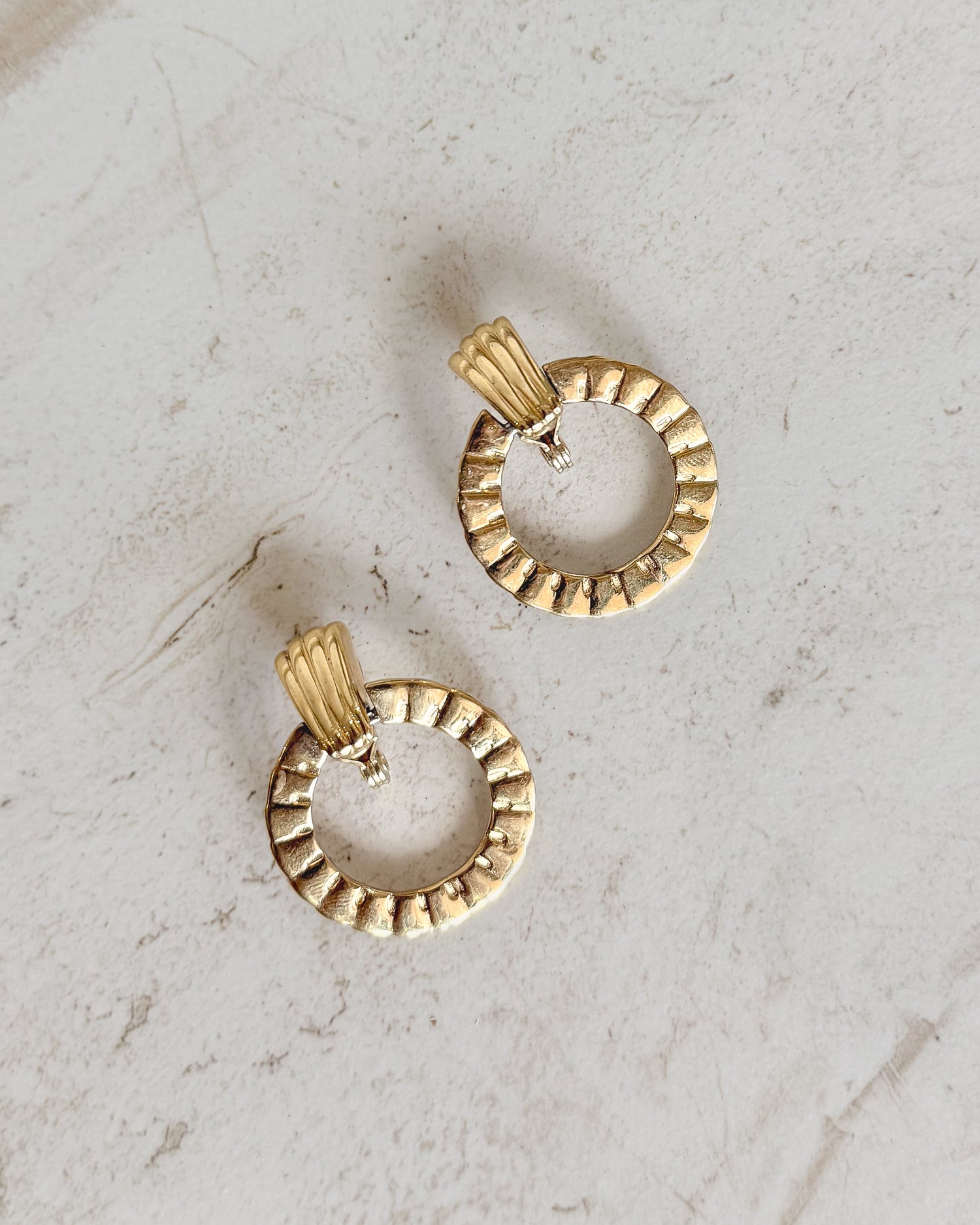 Vintage Gold Tone Door Knocker Clip On Earrings