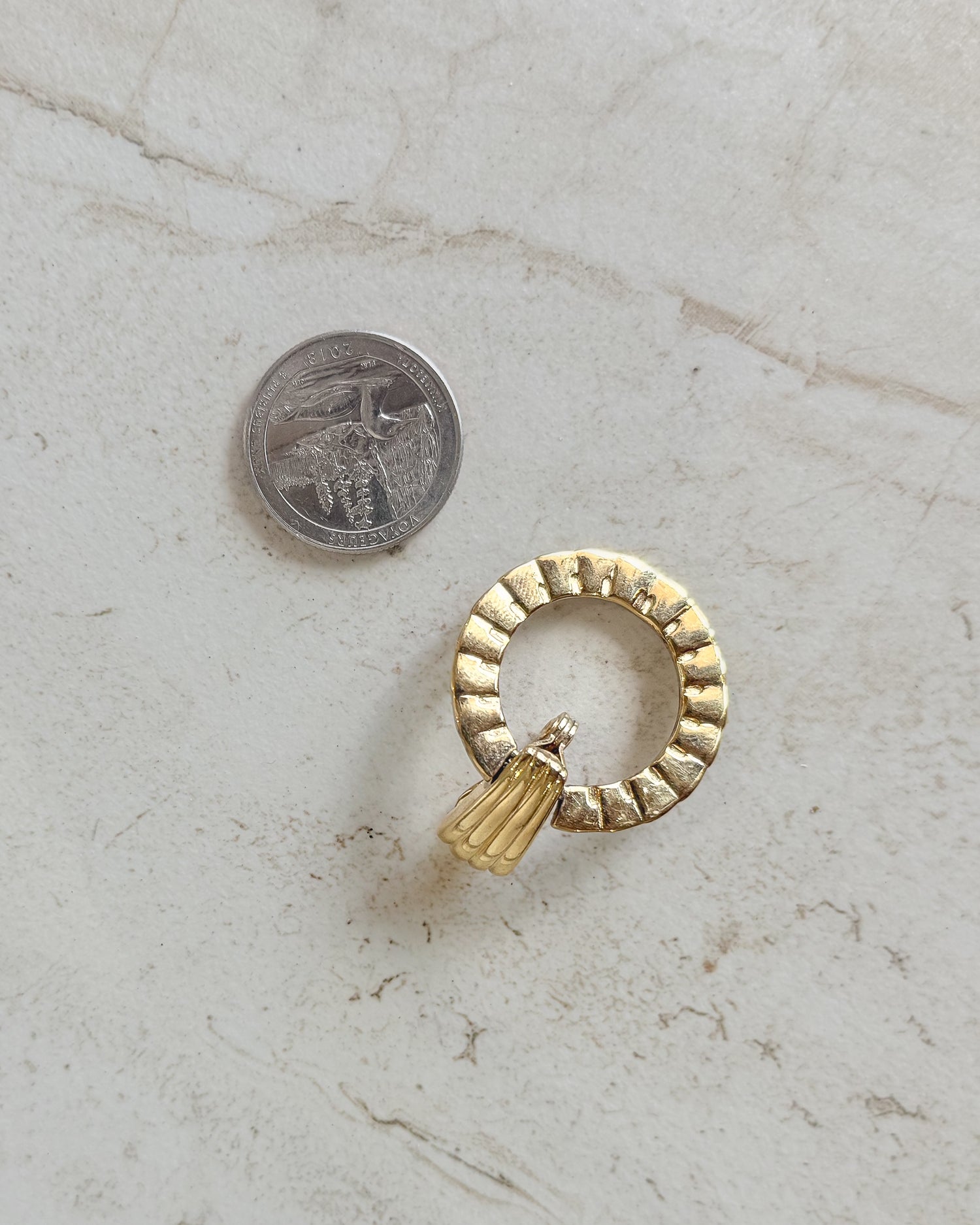 Vintage Gold Tone Door Knocker Clip On Earrings