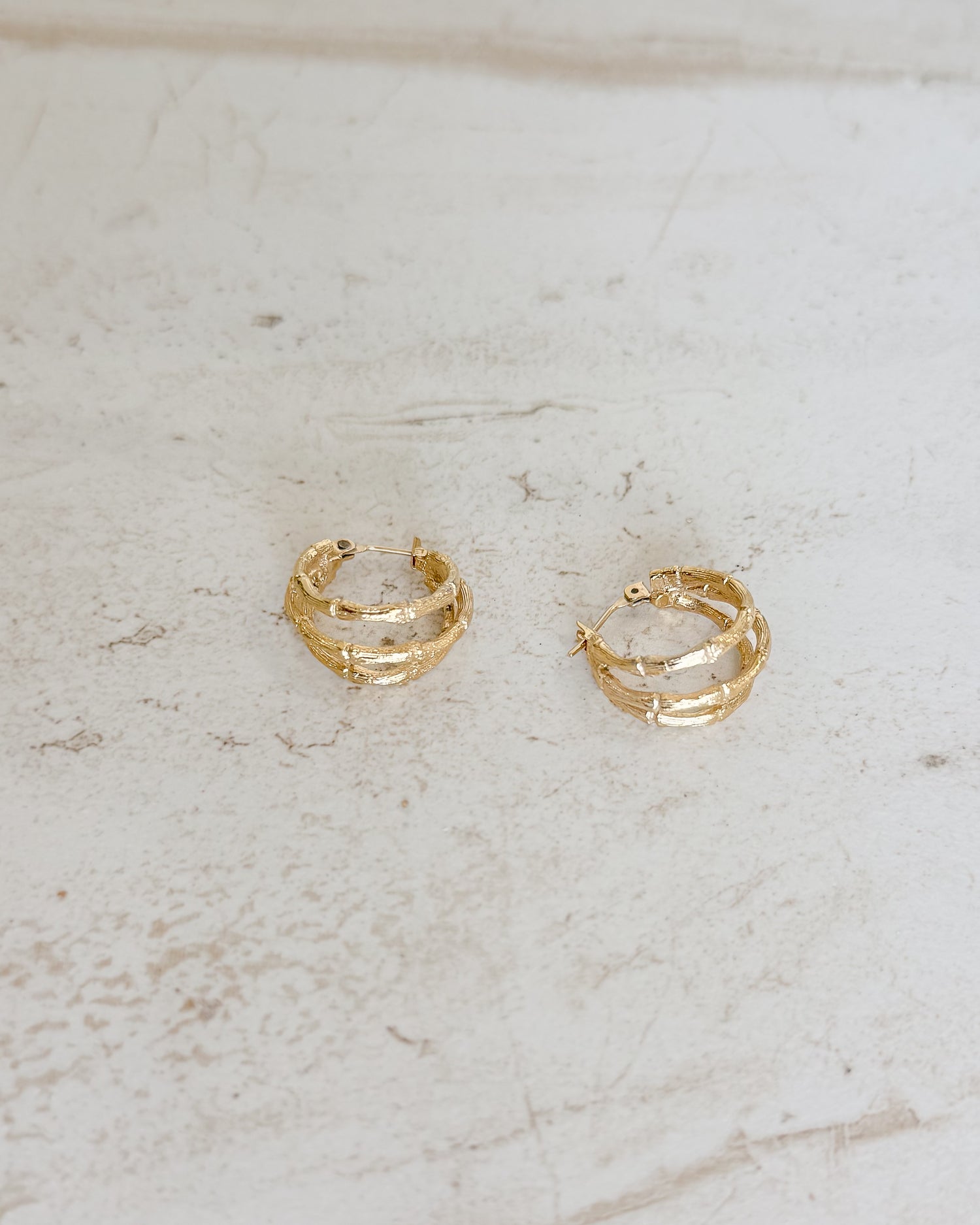 Vintage Triple Bamboo Hoop Earrings