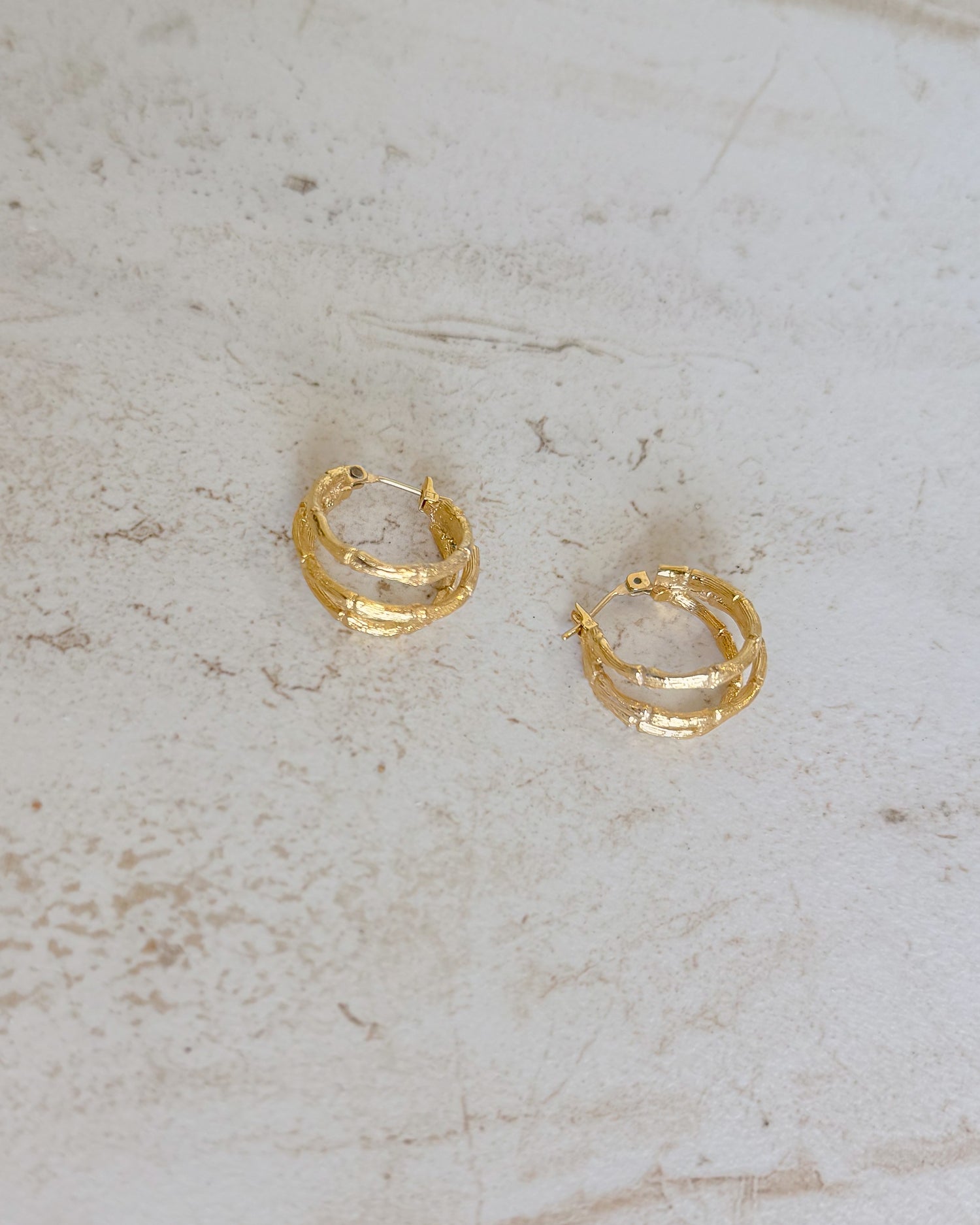 Vintage Triple Bamboo Hoop Earrings