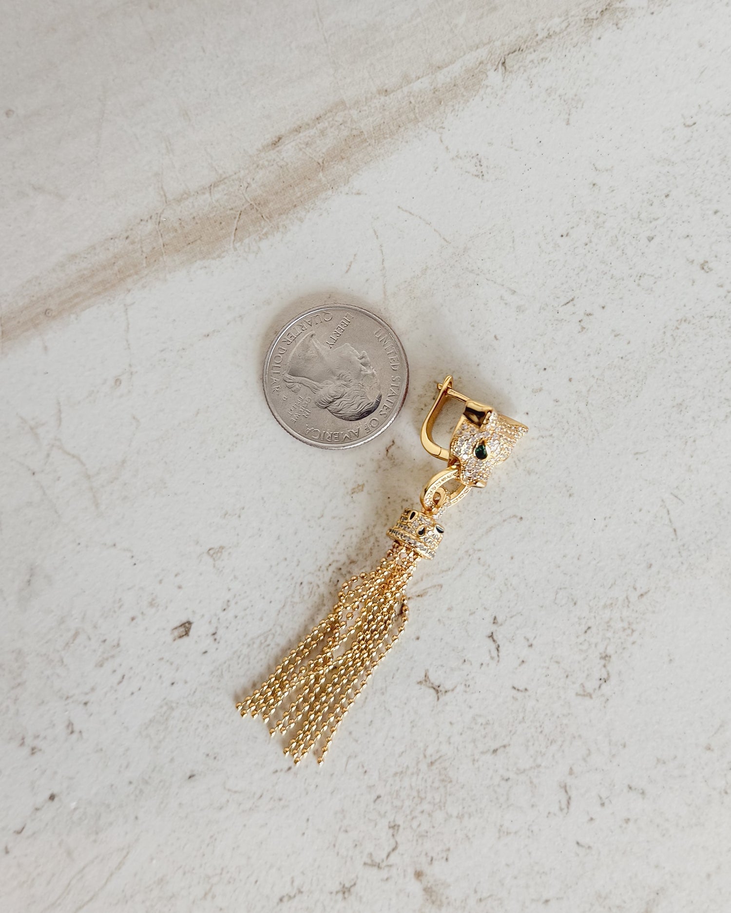 Vintage Gold Panther Tassel Earrings