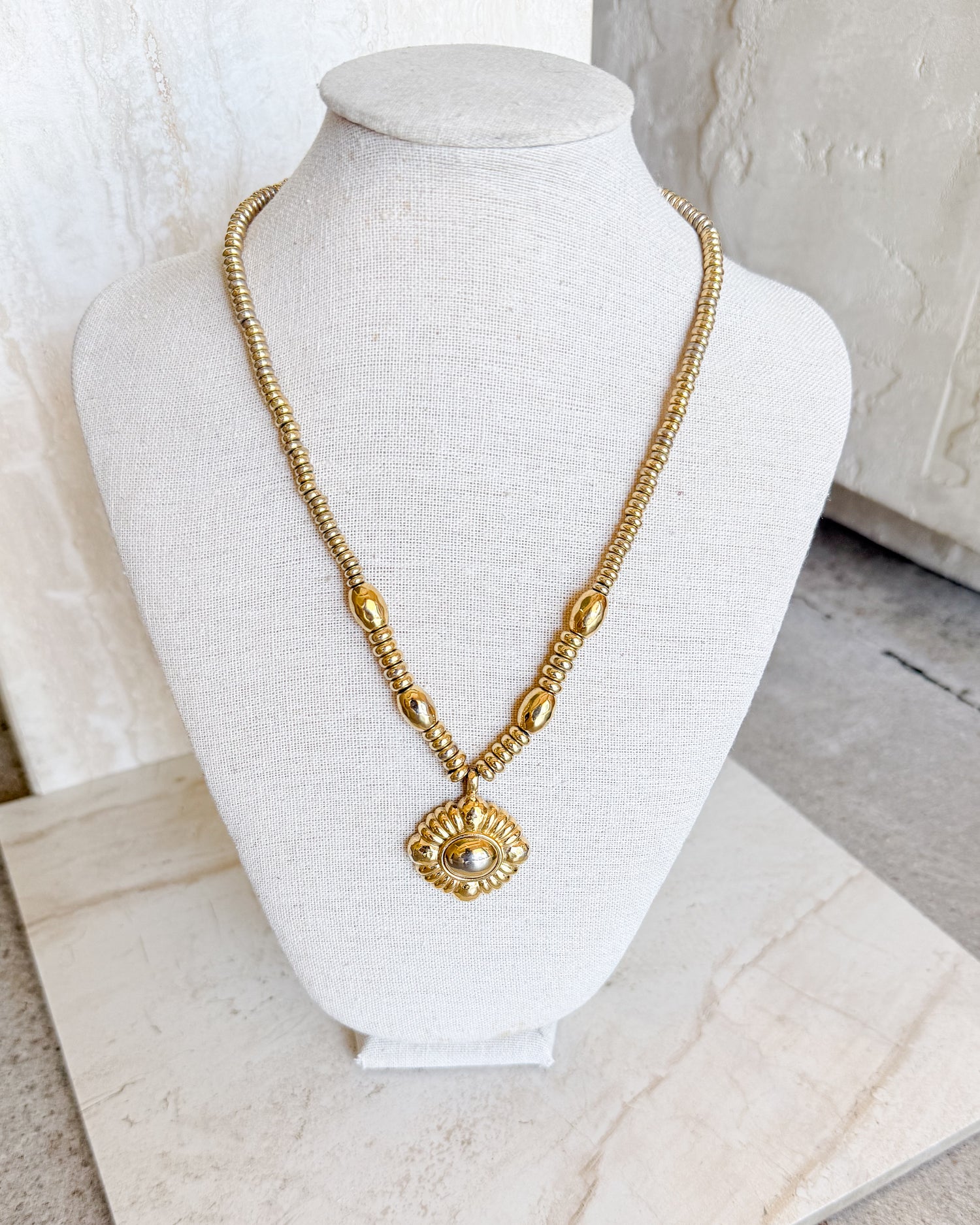 Vintage Beaded Chain Pendant Necklace
