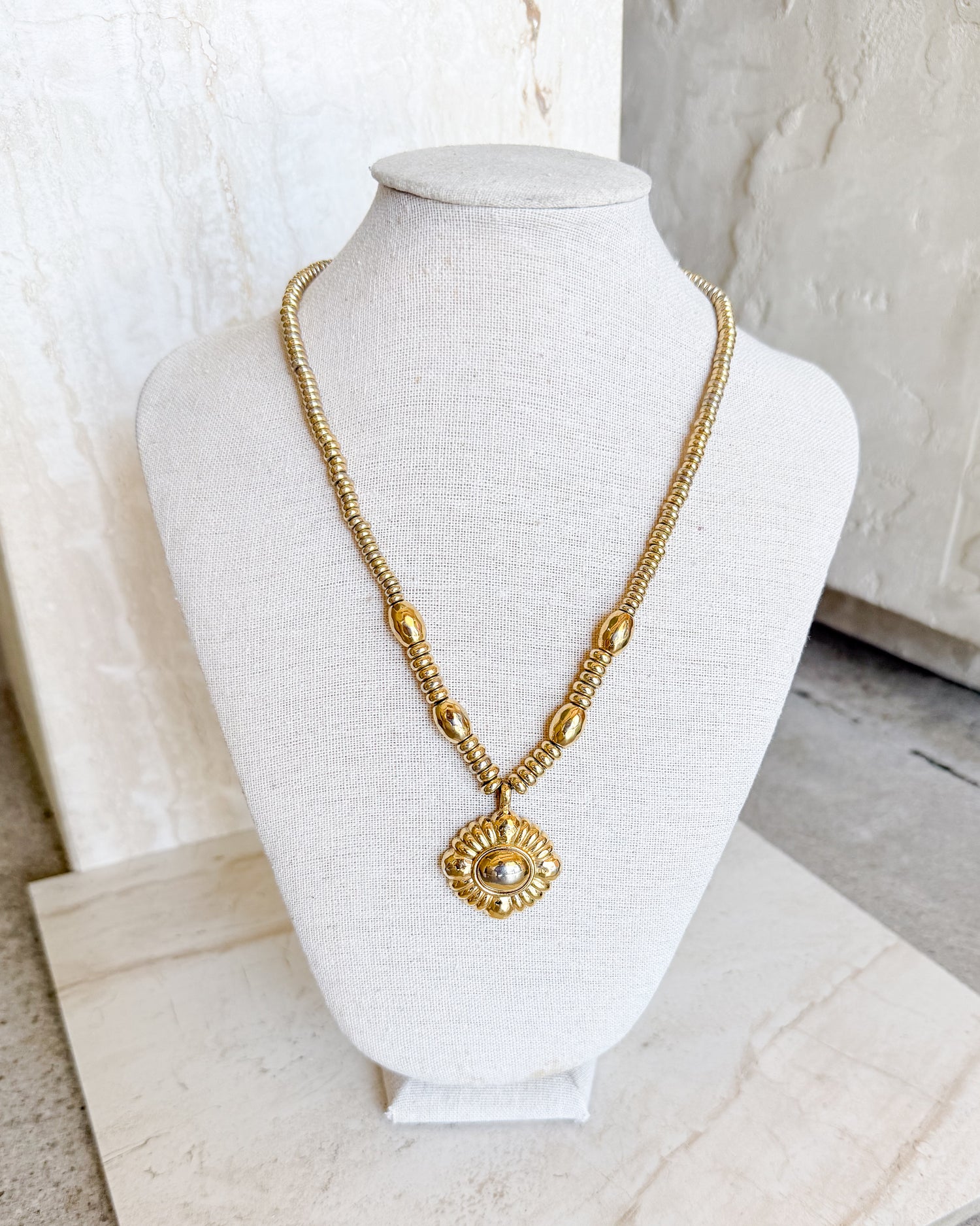 Vintage Beaded Chain Pendant Necklace