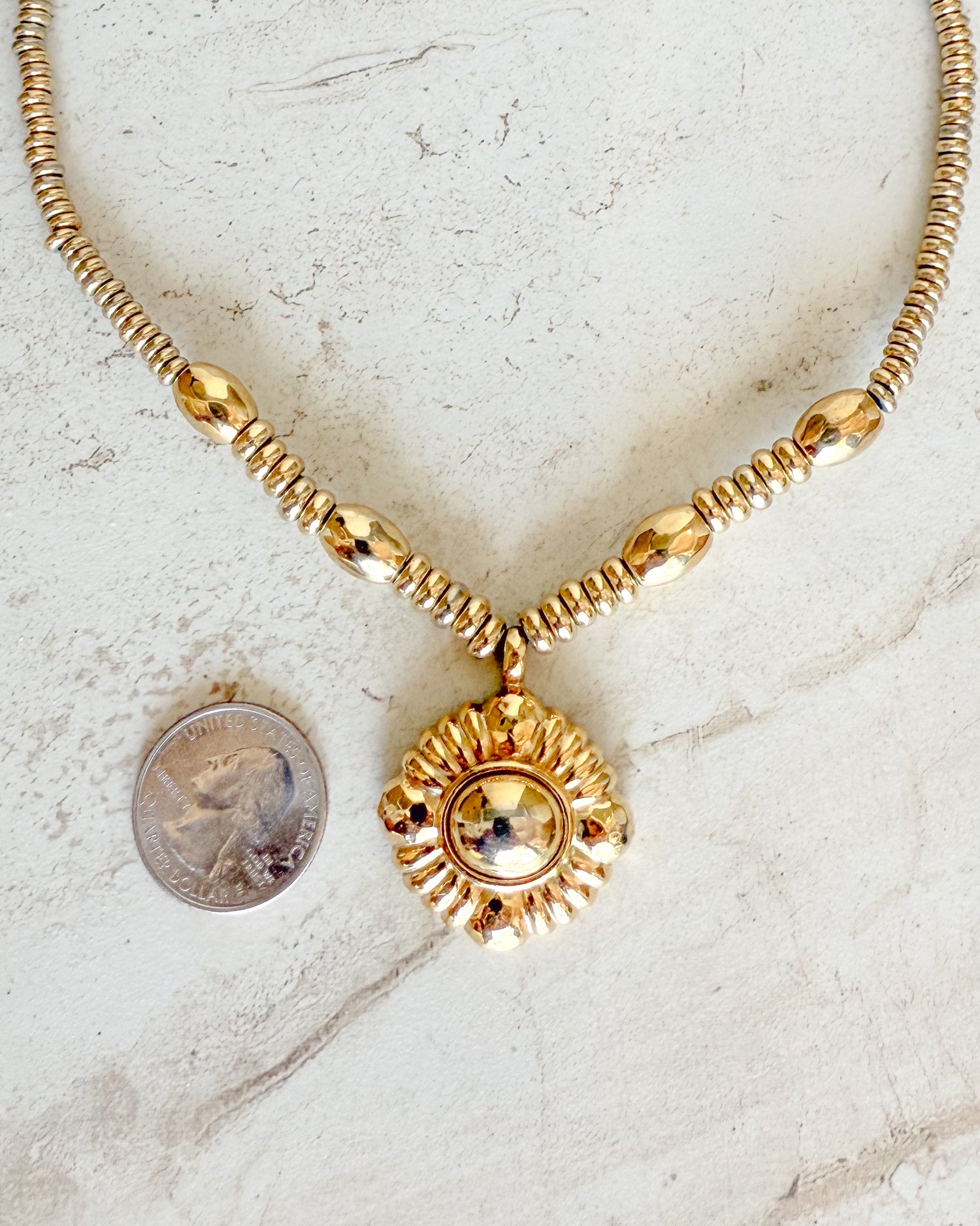 Vintage Beaded Chain Pendant Necklace