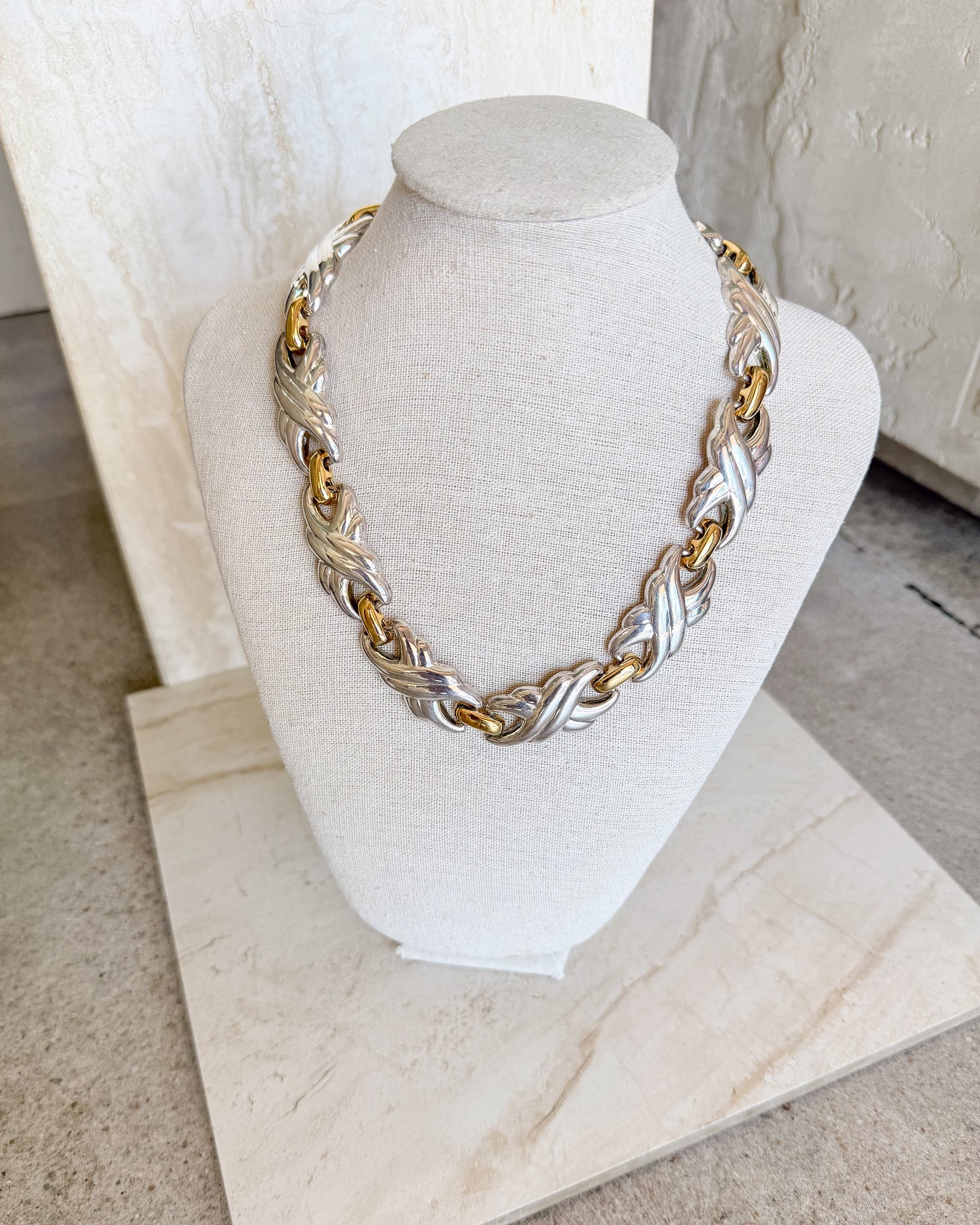 Vintage Two-Tone X-Link Necklace