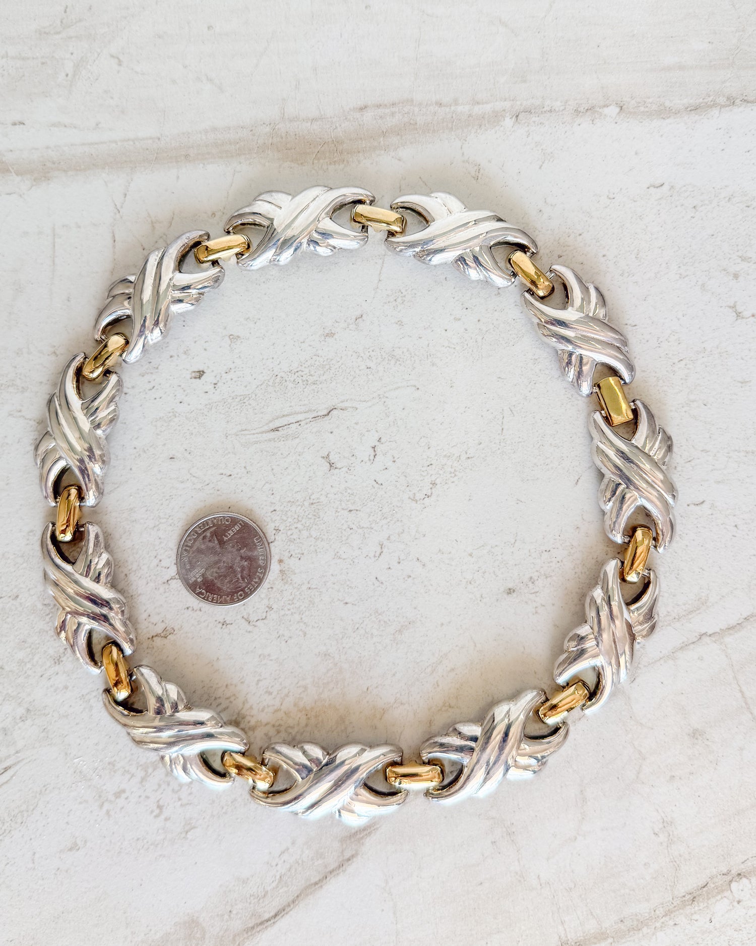 Vintage Two-Tone X-Link Necklace