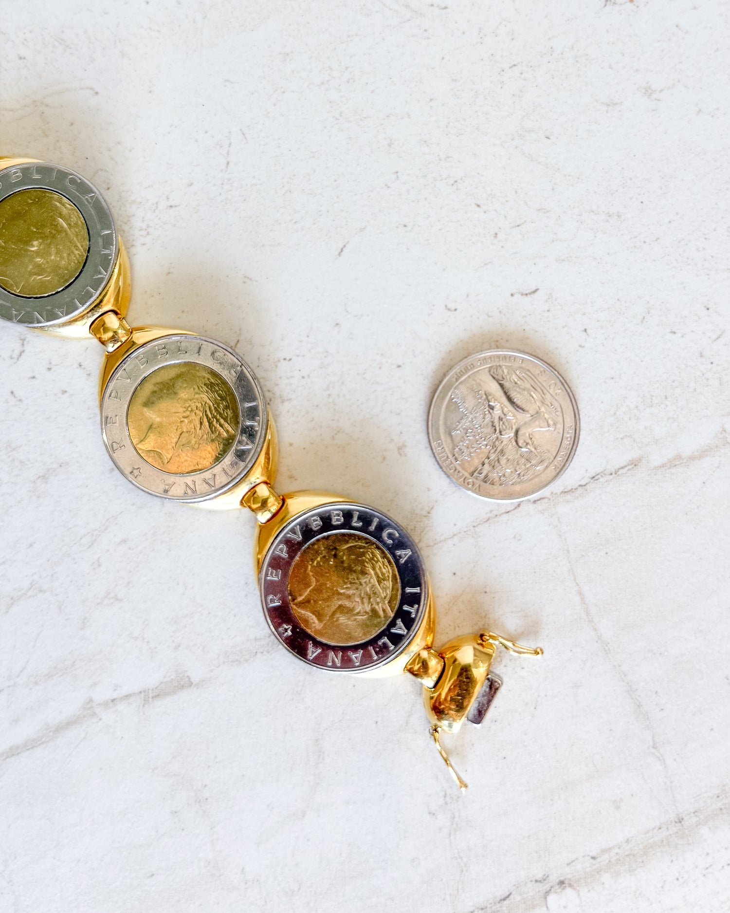 Vintage Italian Lire Coin Station Bracelet