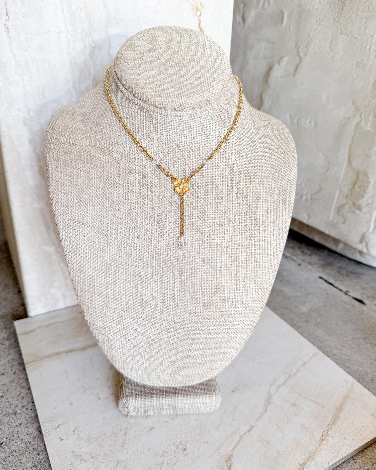 Vintage Delicate Floral Y Necklace