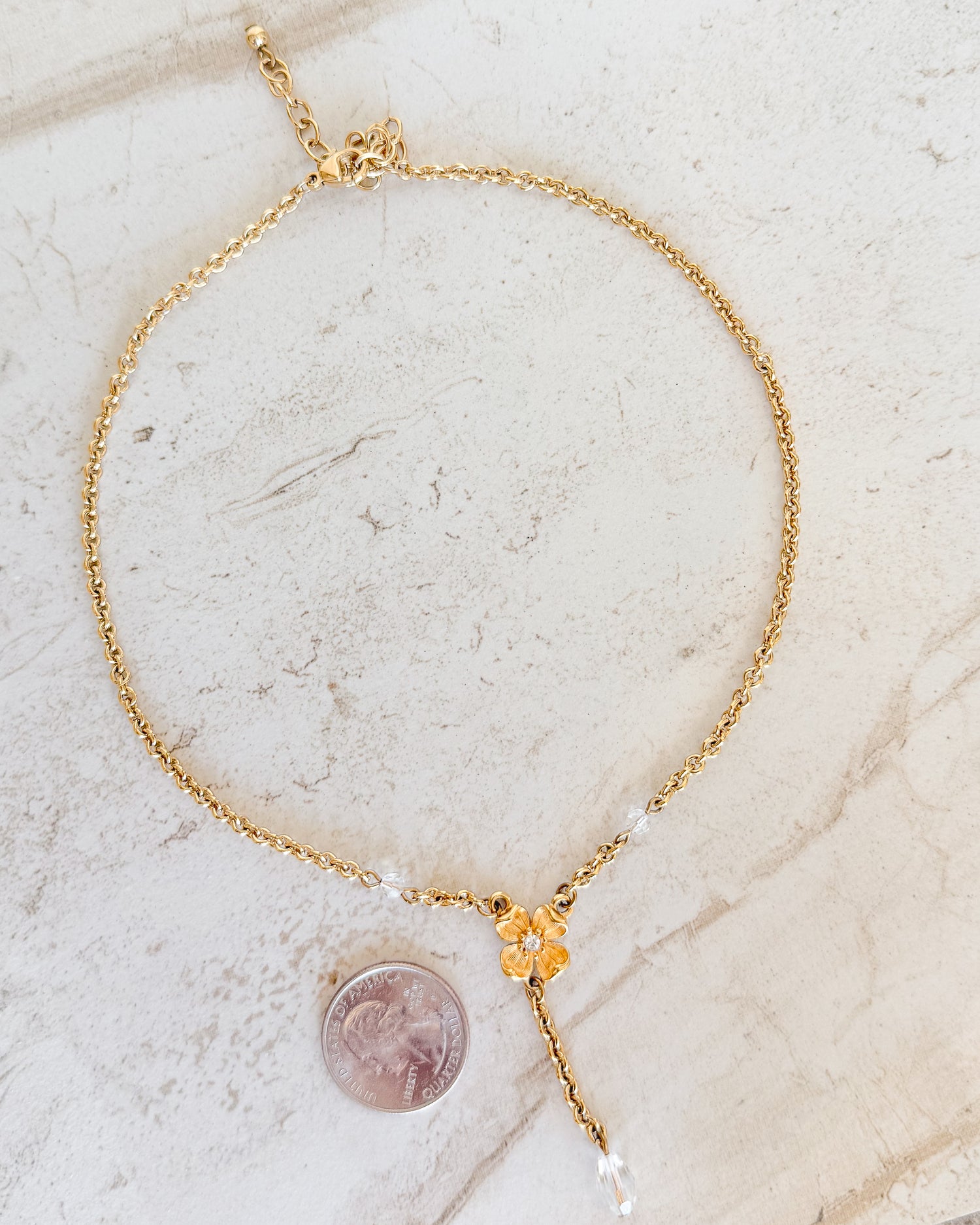 Vintage Delicate Floral Y Necklace