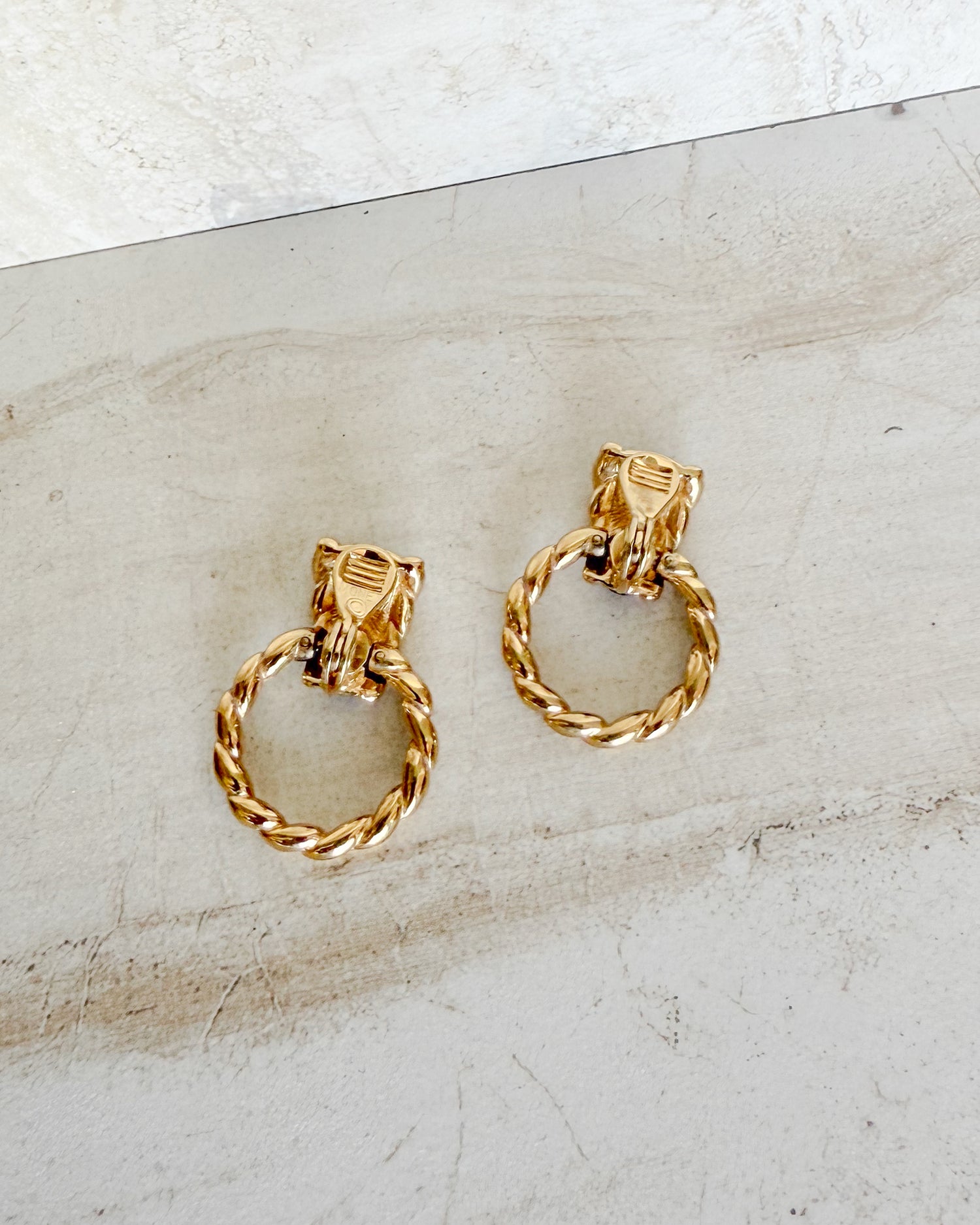 Vintage Textured Door Knocker Clip-On Earrings
