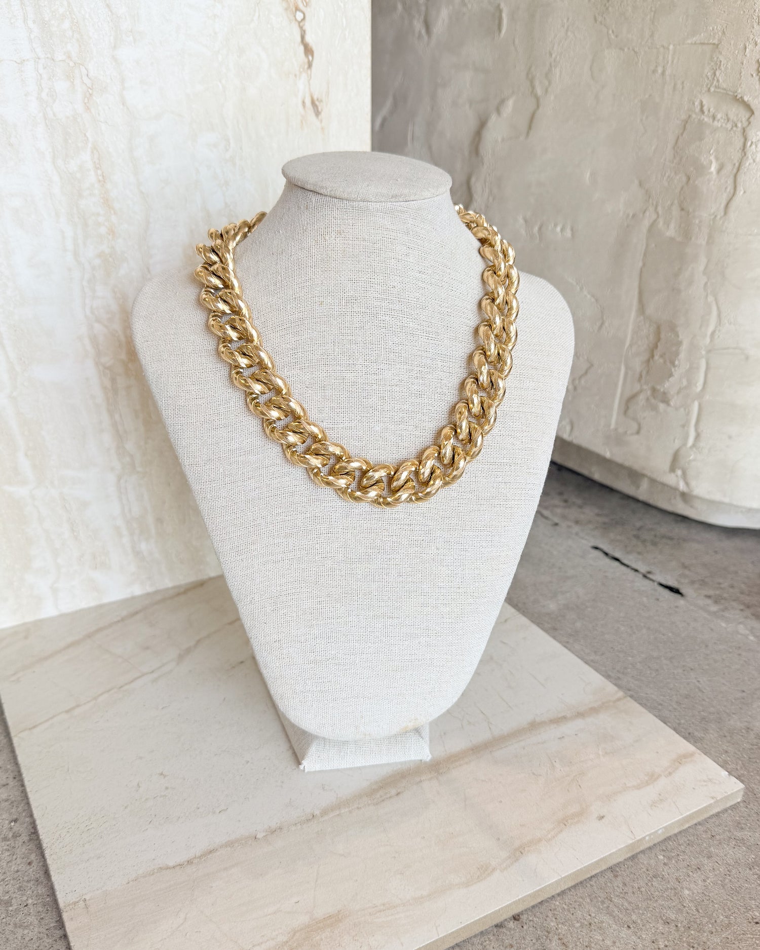 Vintage Gold Curb Chain Necklace