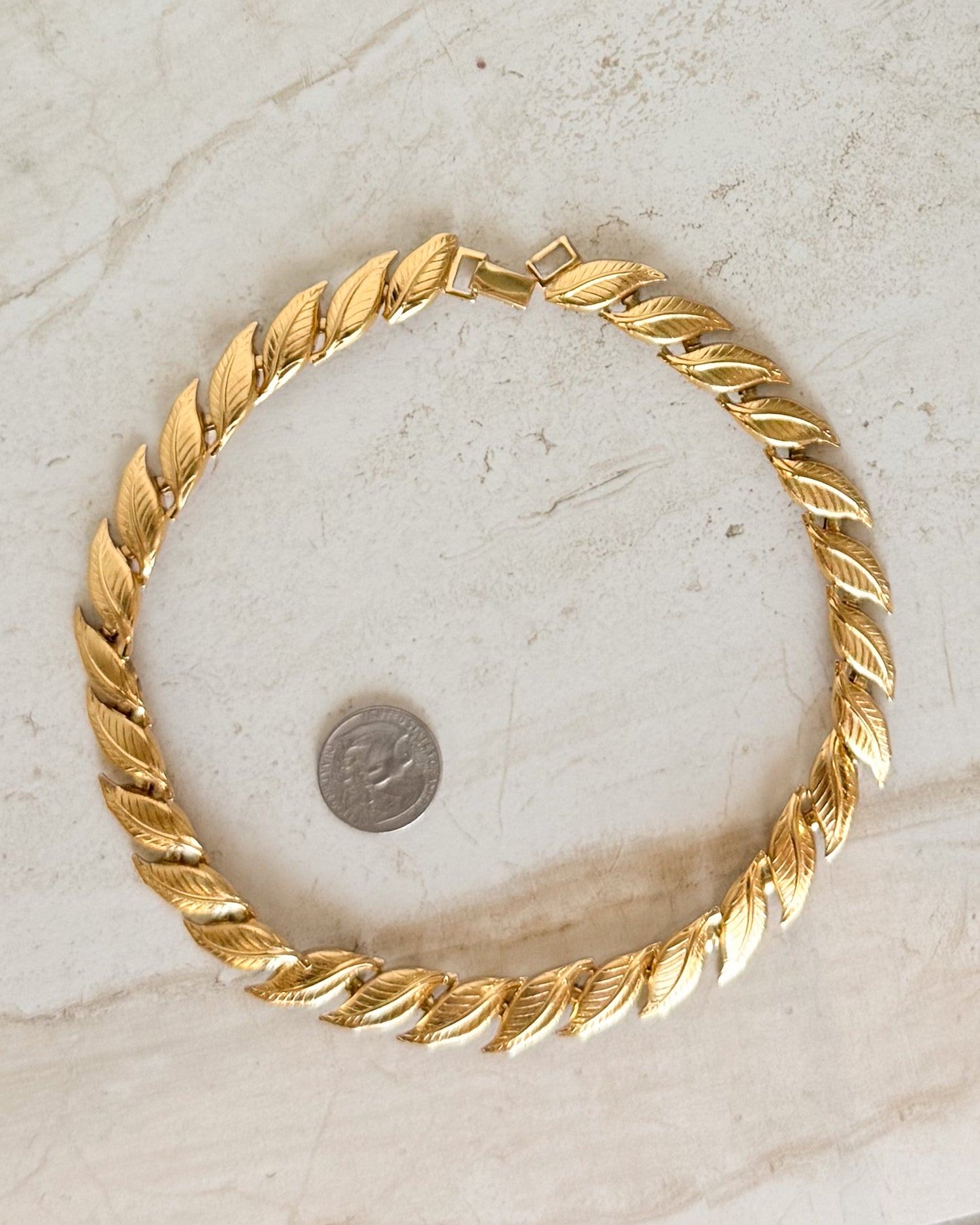 Vintage Gold Leaf Necklace