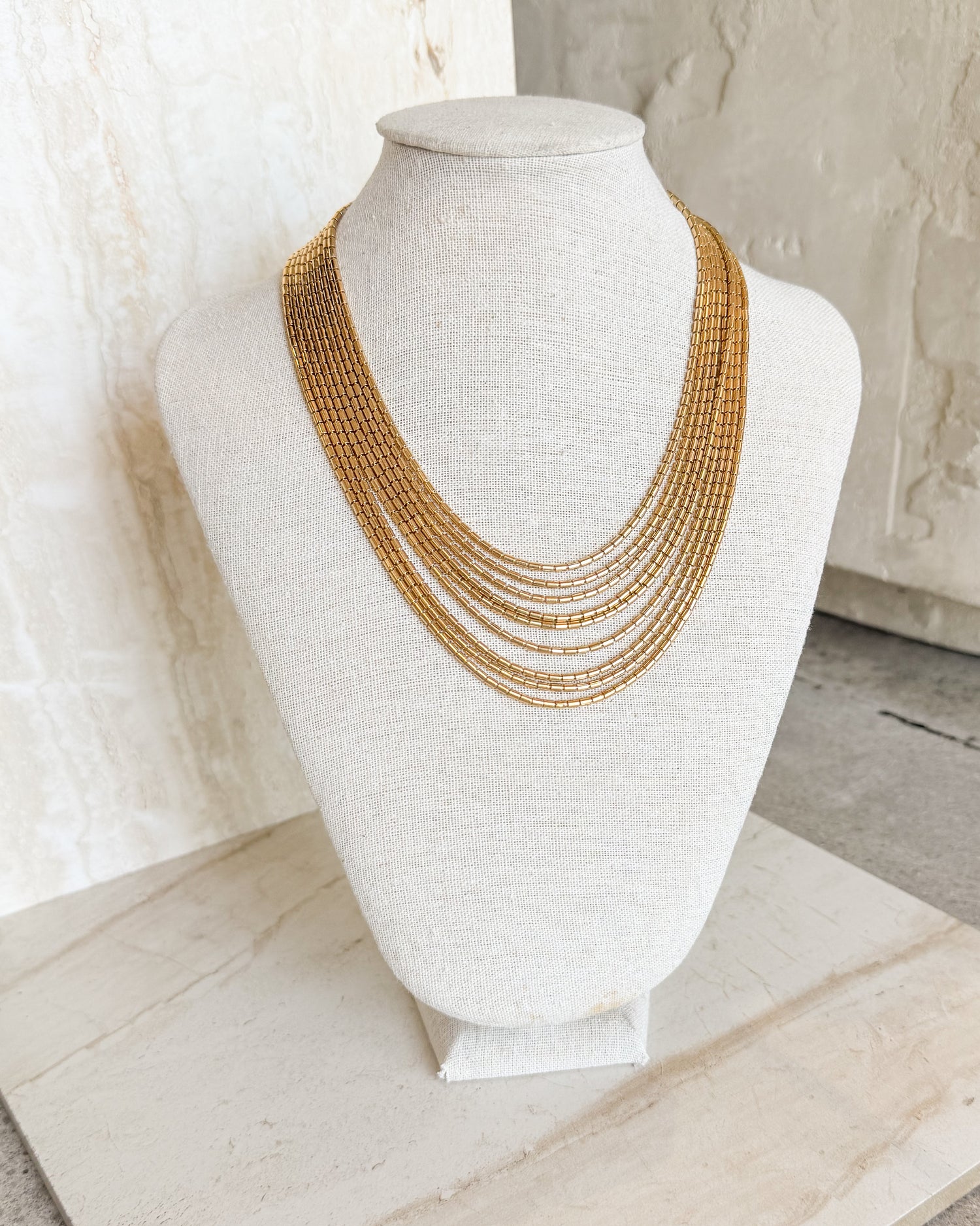 Vintage Gold Multi Strand Chain Necklace