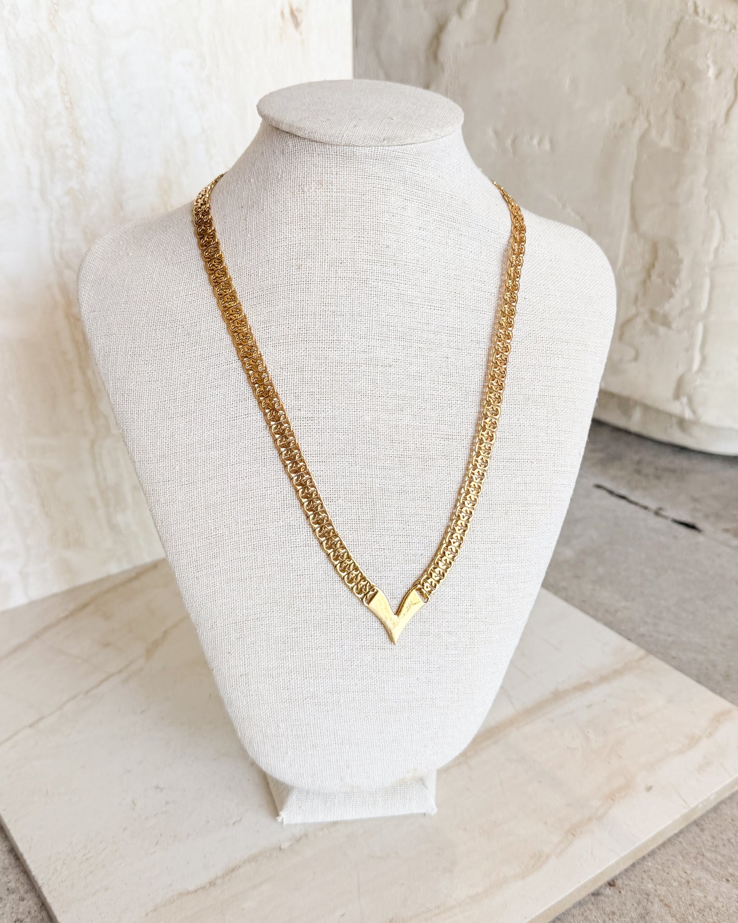 Vintage Napier Gold V Chain Necklace