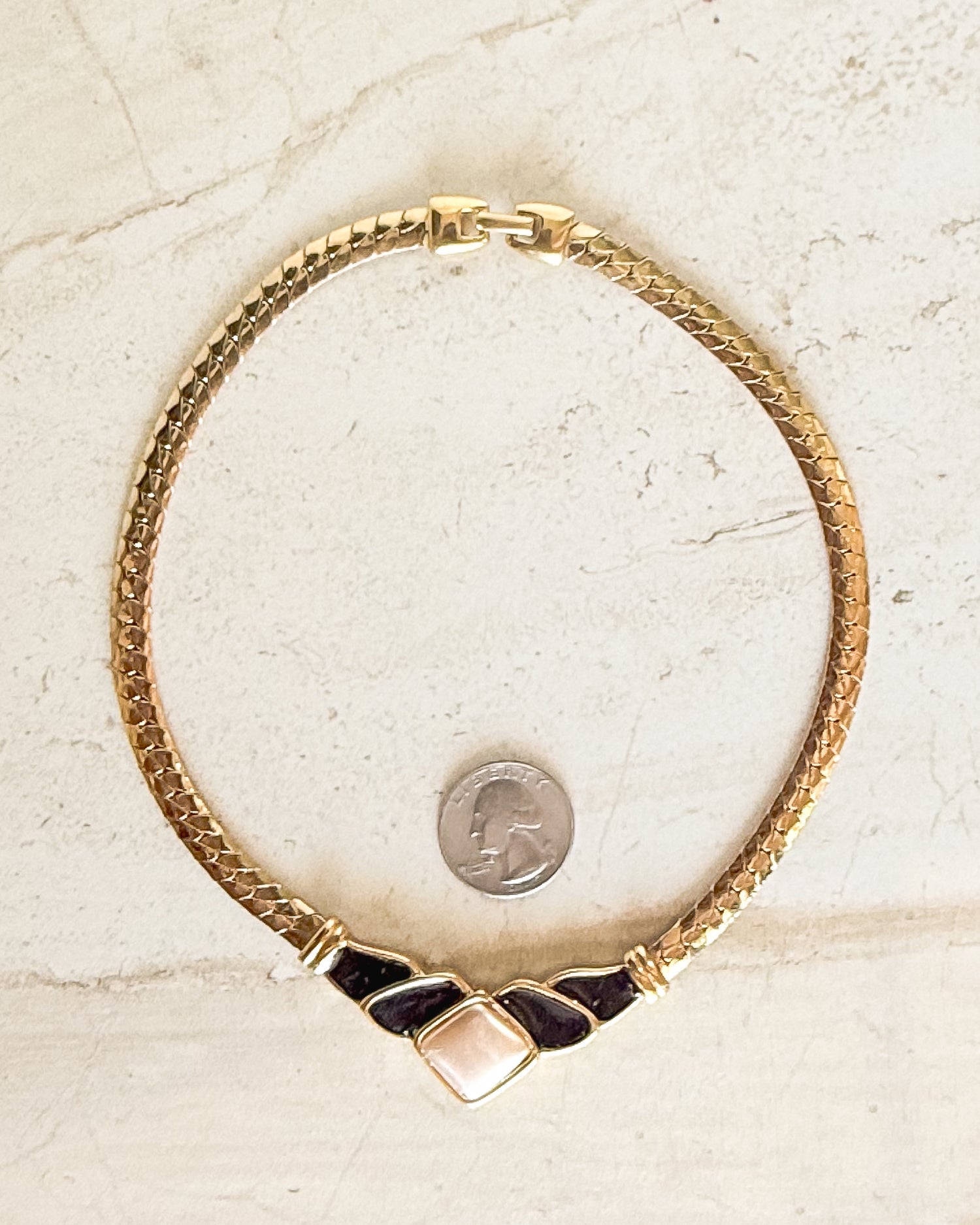 Vintage Gold-Plated Snake Chain Pendant Necklace