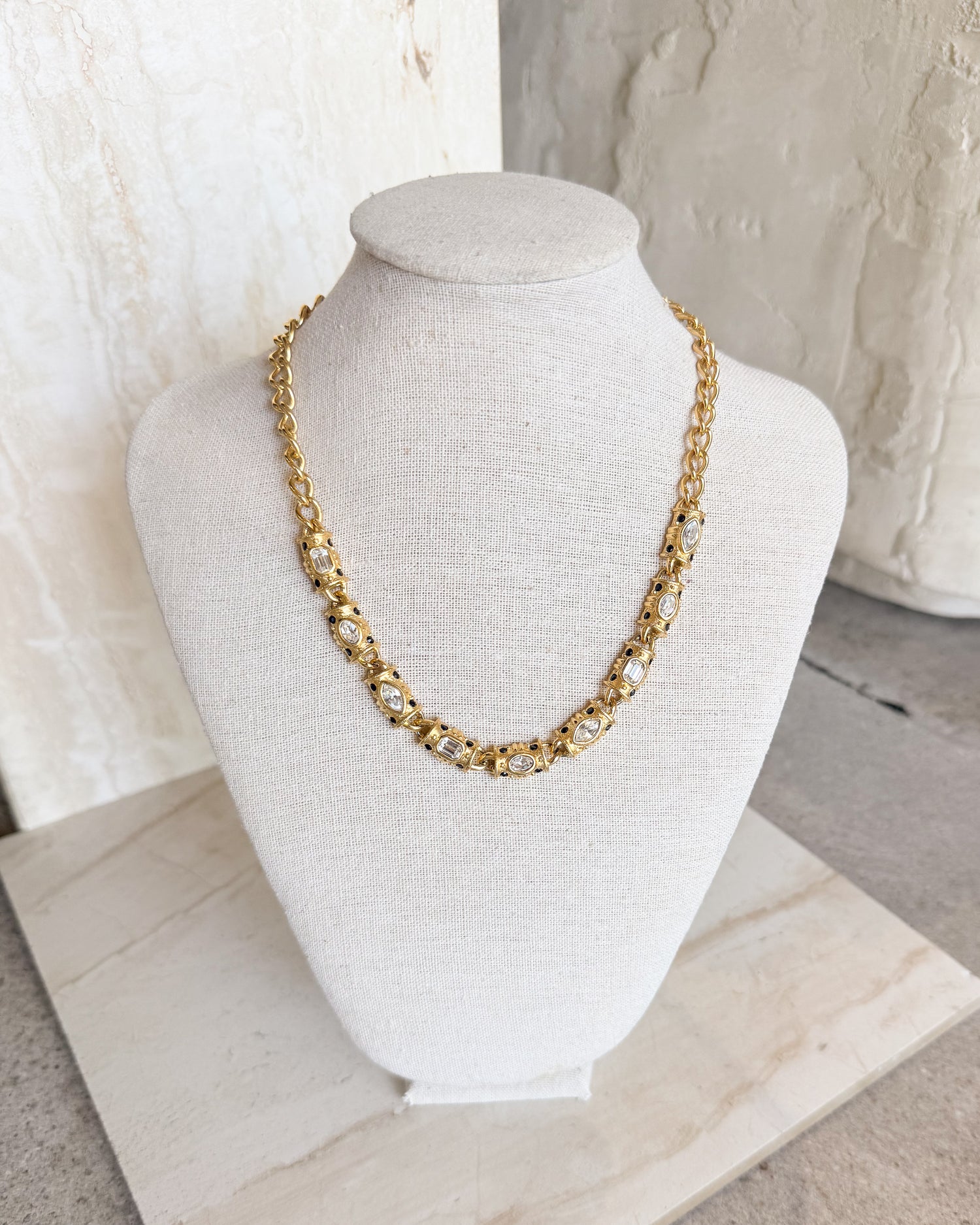 Vintage Gold Chain Diamond Necklace