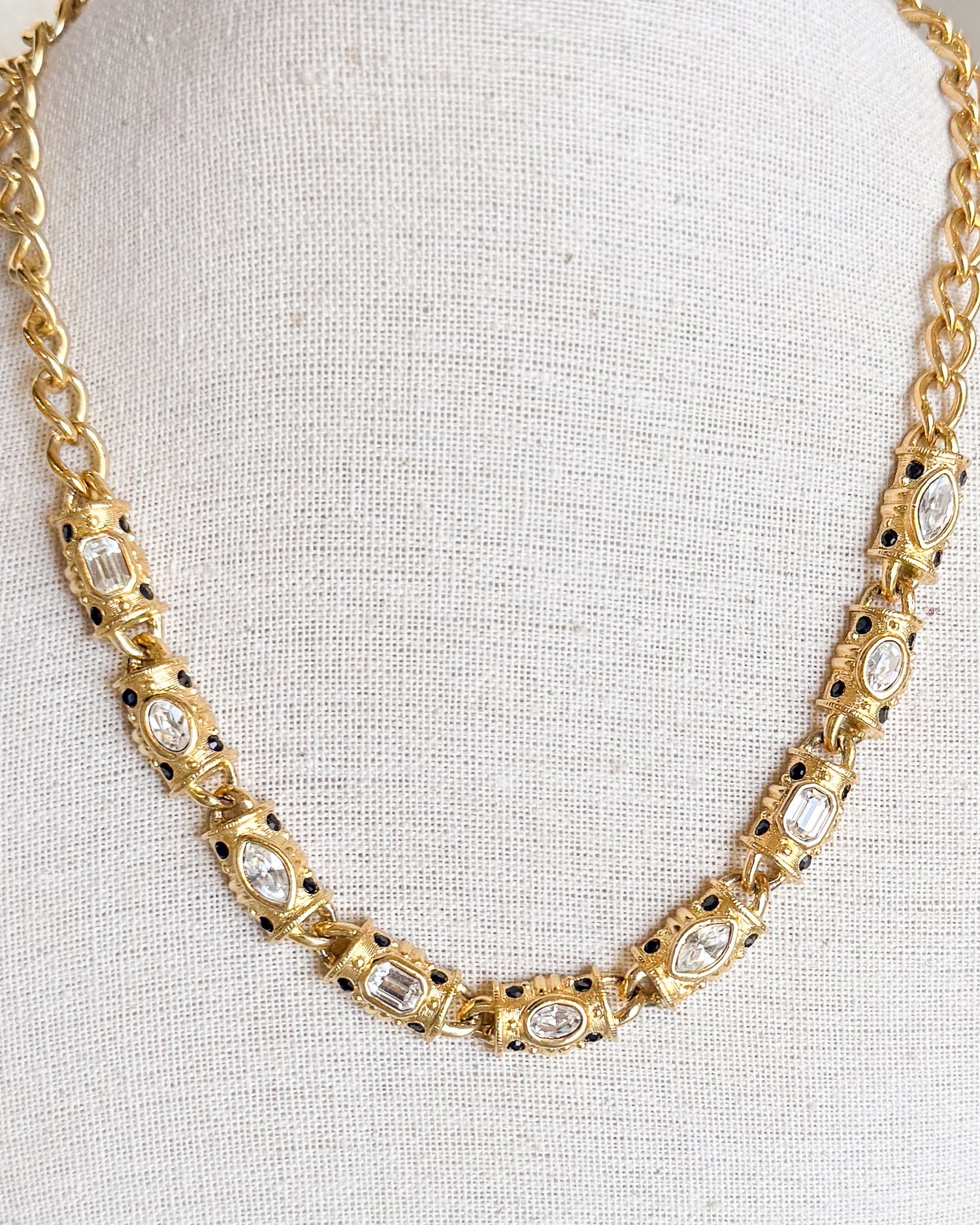 Vintage Gold Chain Diamond Necklace