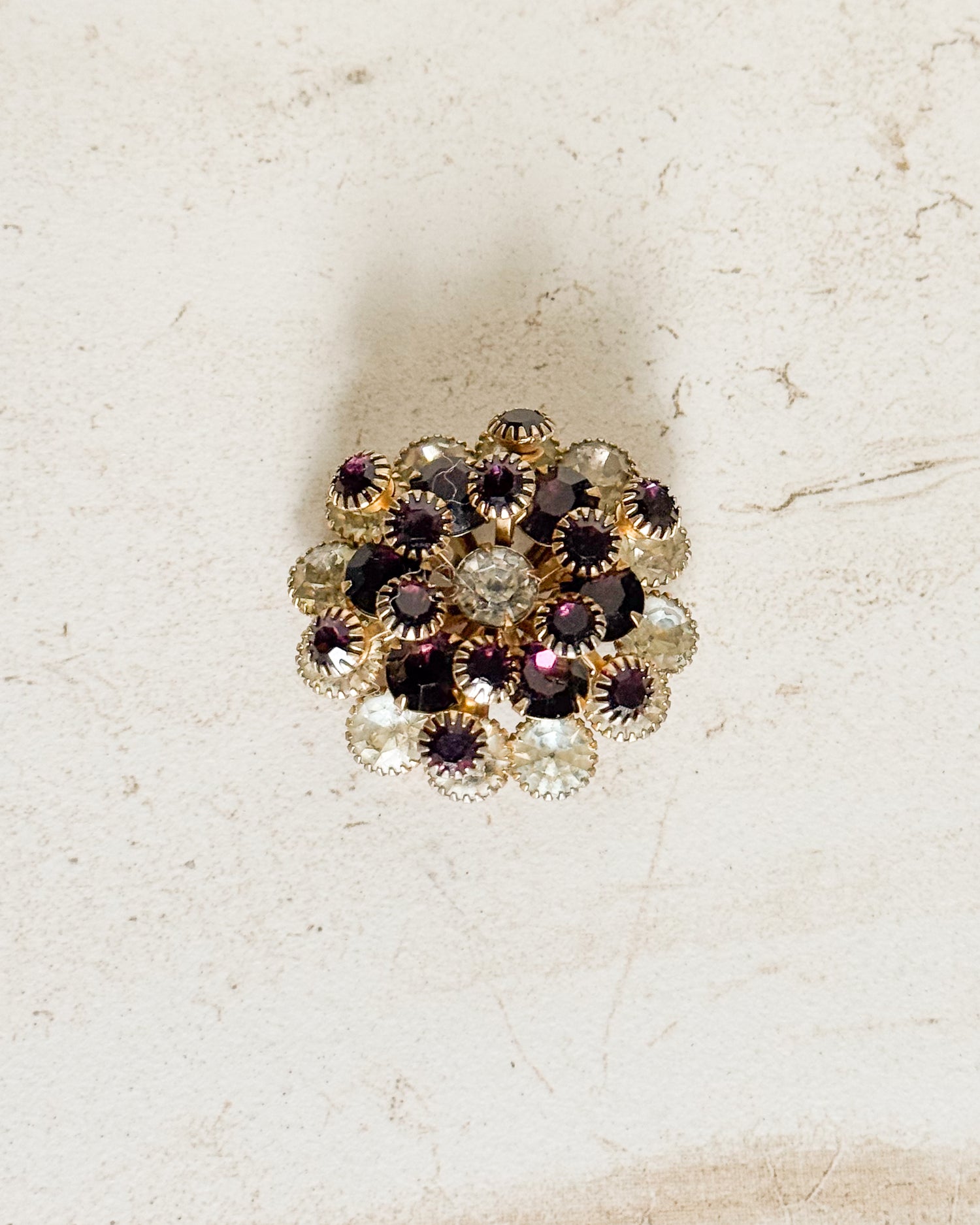 Vintage Purple Rhinestone Brooch