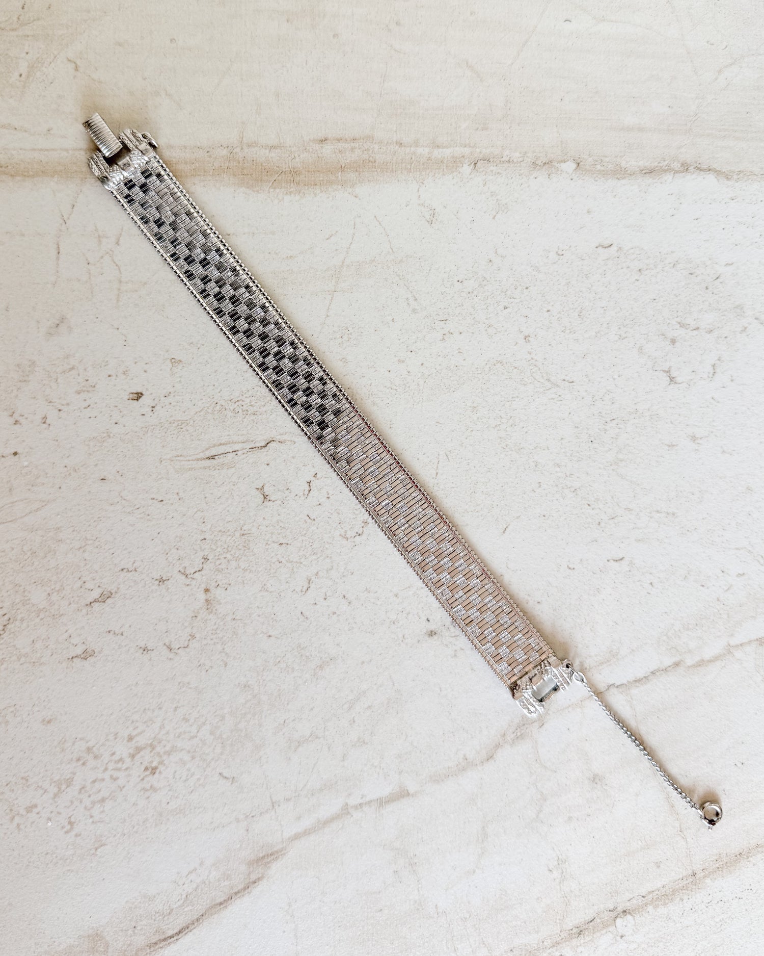 Vintage Goldette Silver Tone Heavy Mesh Bracelet