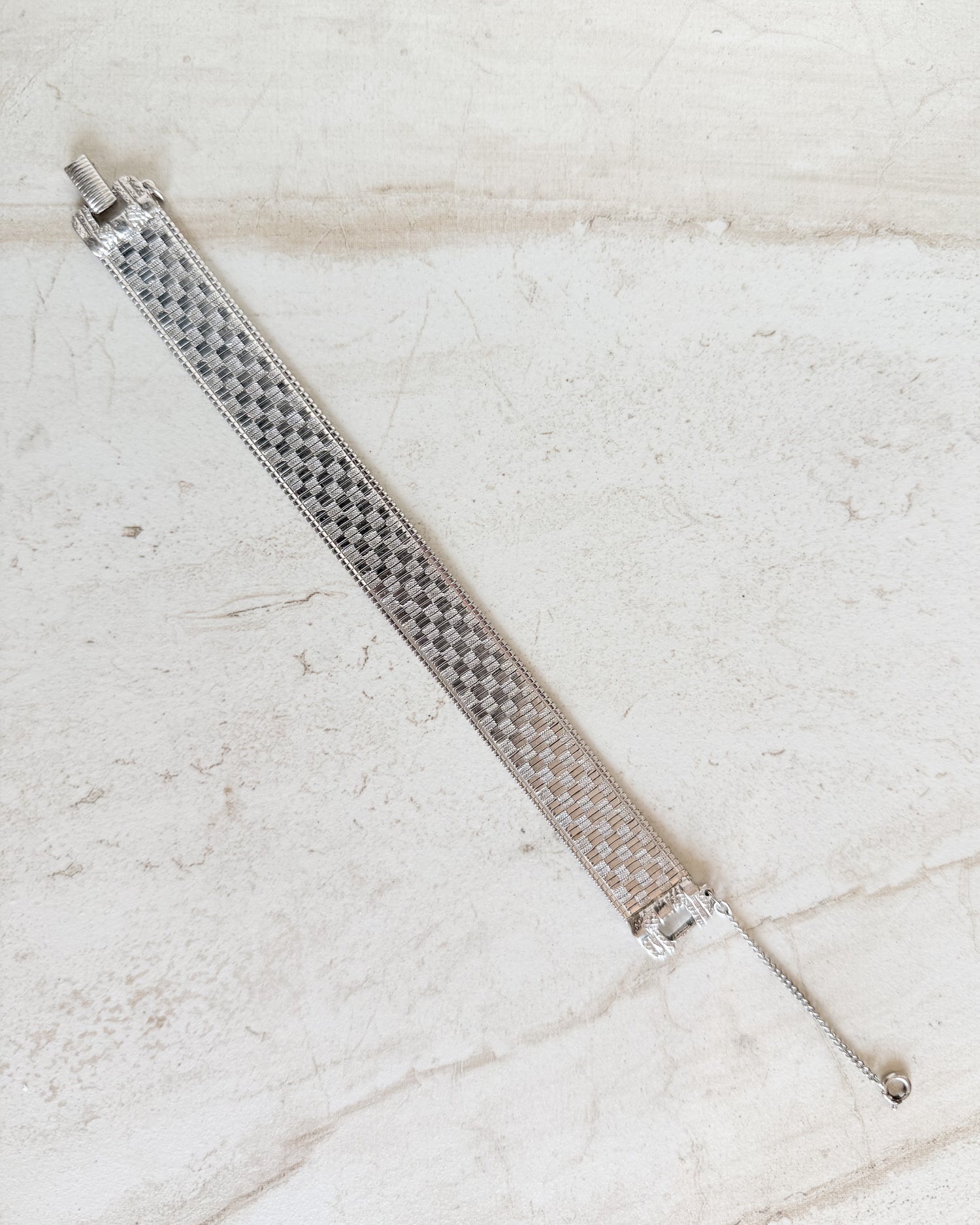 Vintage Goldette Silver Tone Heavy Mesh Bracelet